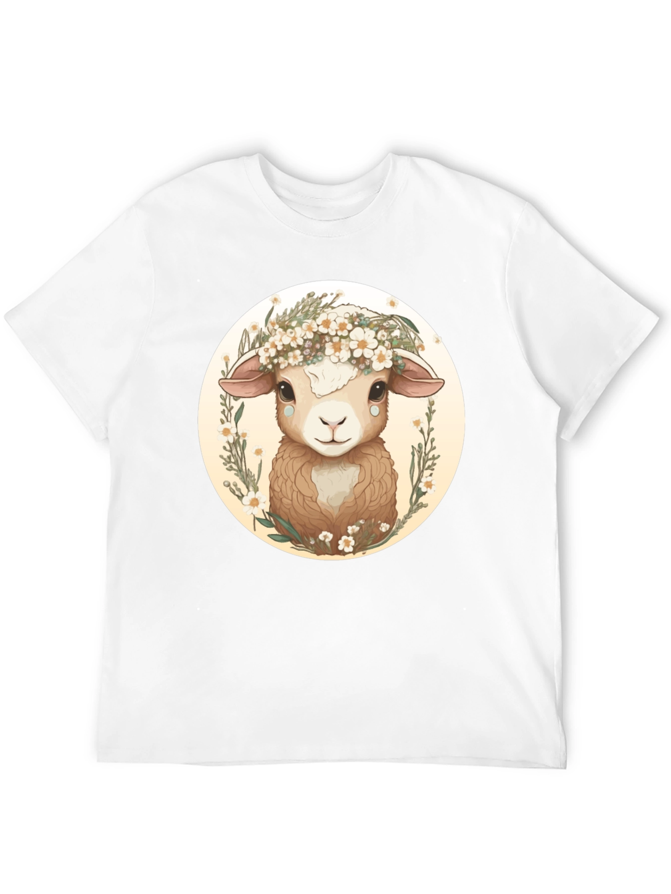 Floral Sheep Graphic Tee - Cute Animal Lover Shirt - 12