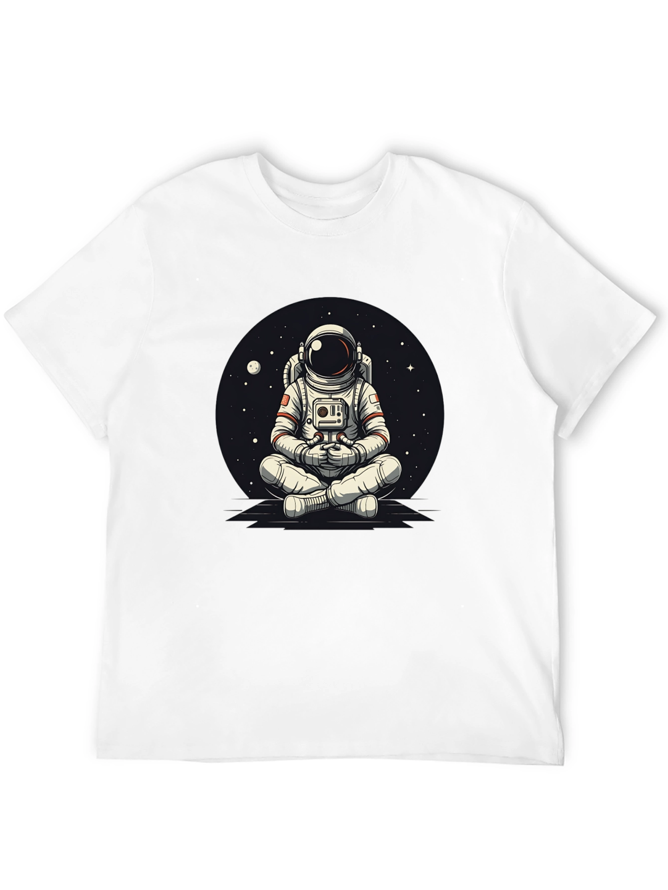 Black Meditating Astronaut Graphic Tee - Cool Space Design view 12