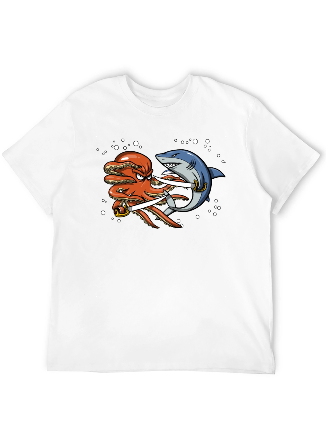 Black Octopus vs Shark T-Shirt - Pirate Duel view 12