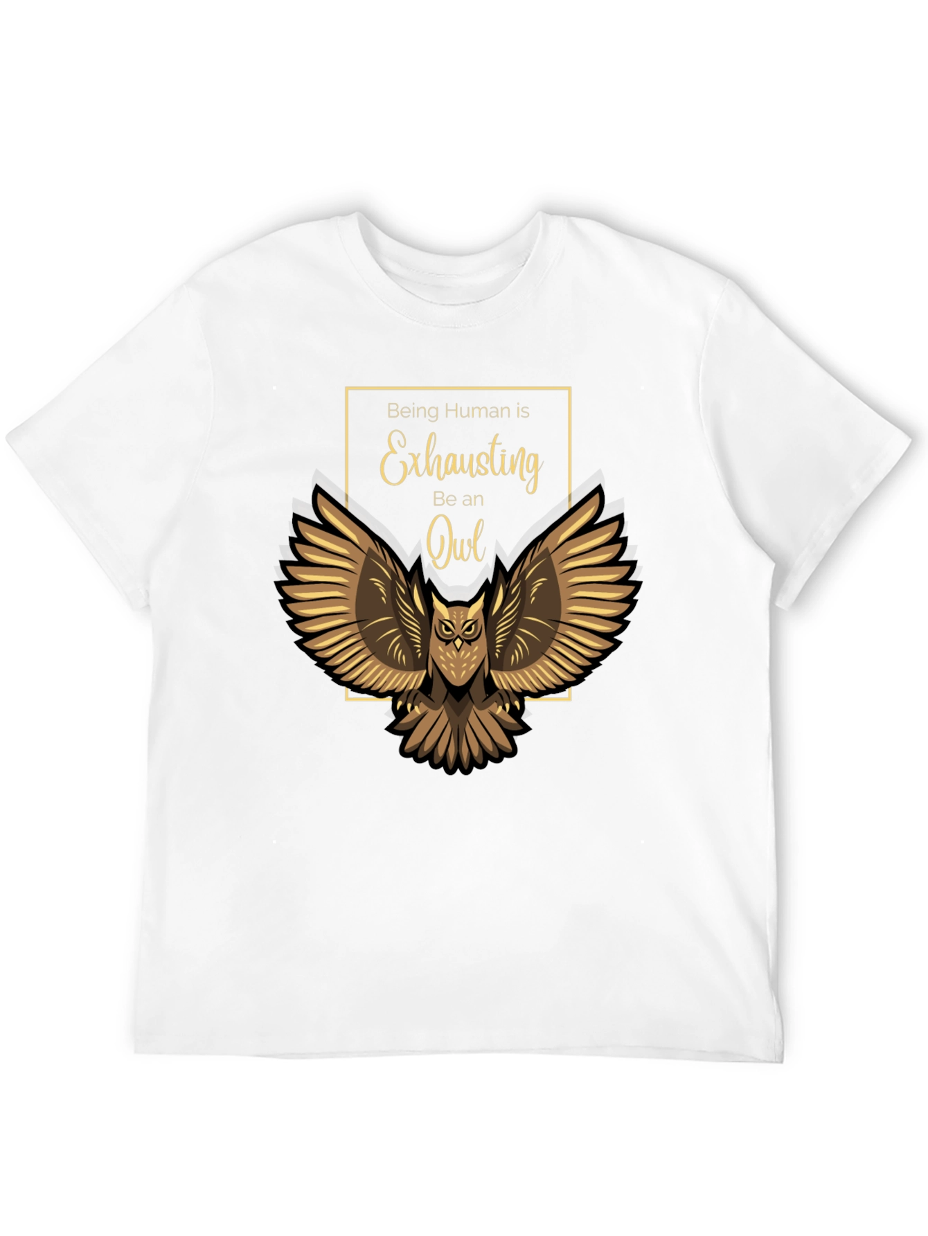 Black Being Human Exhausting Owl T-Shirt view 12