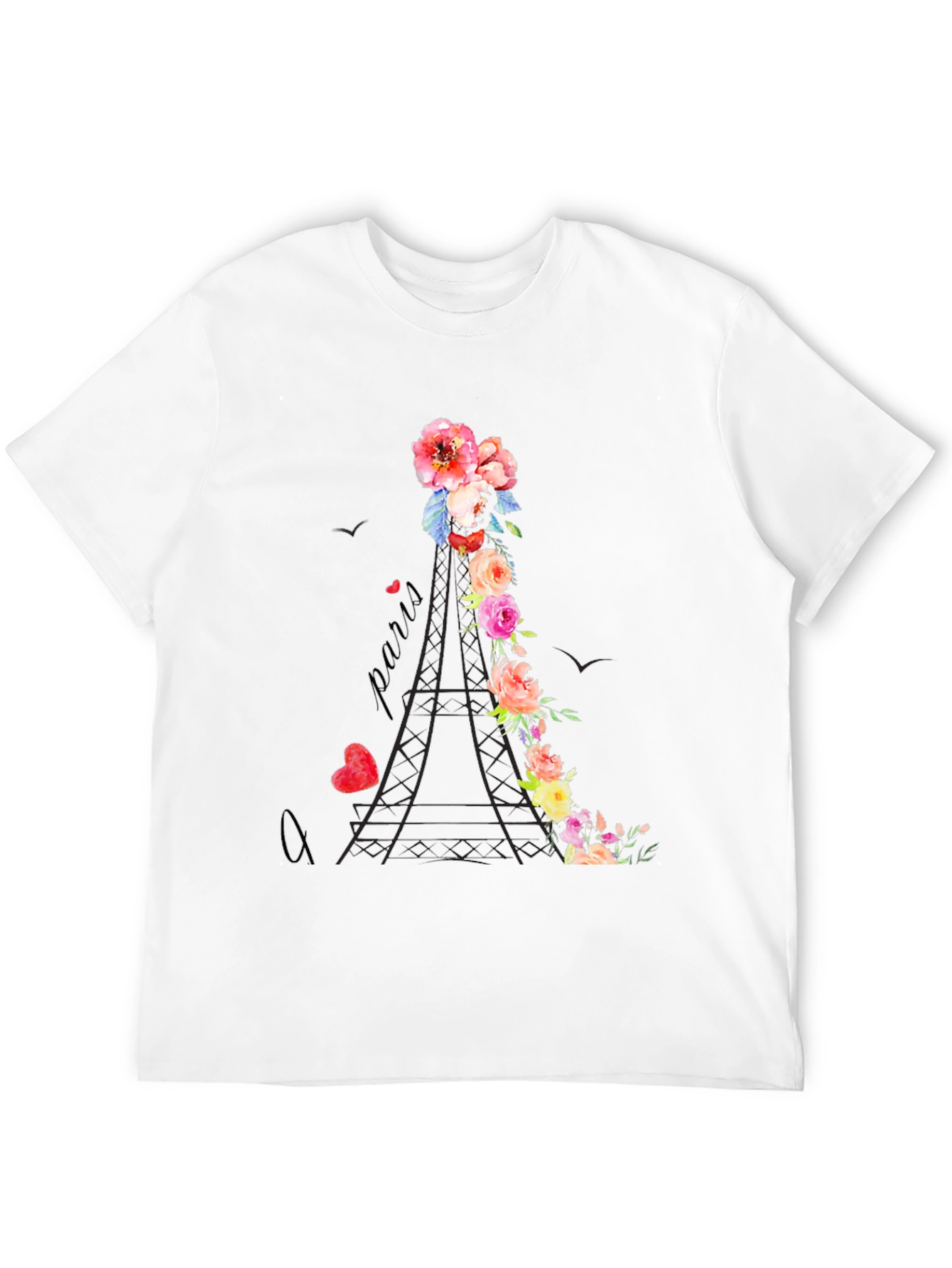 Floral Eiffel Tower Graphic Tee - Paris Love - 12