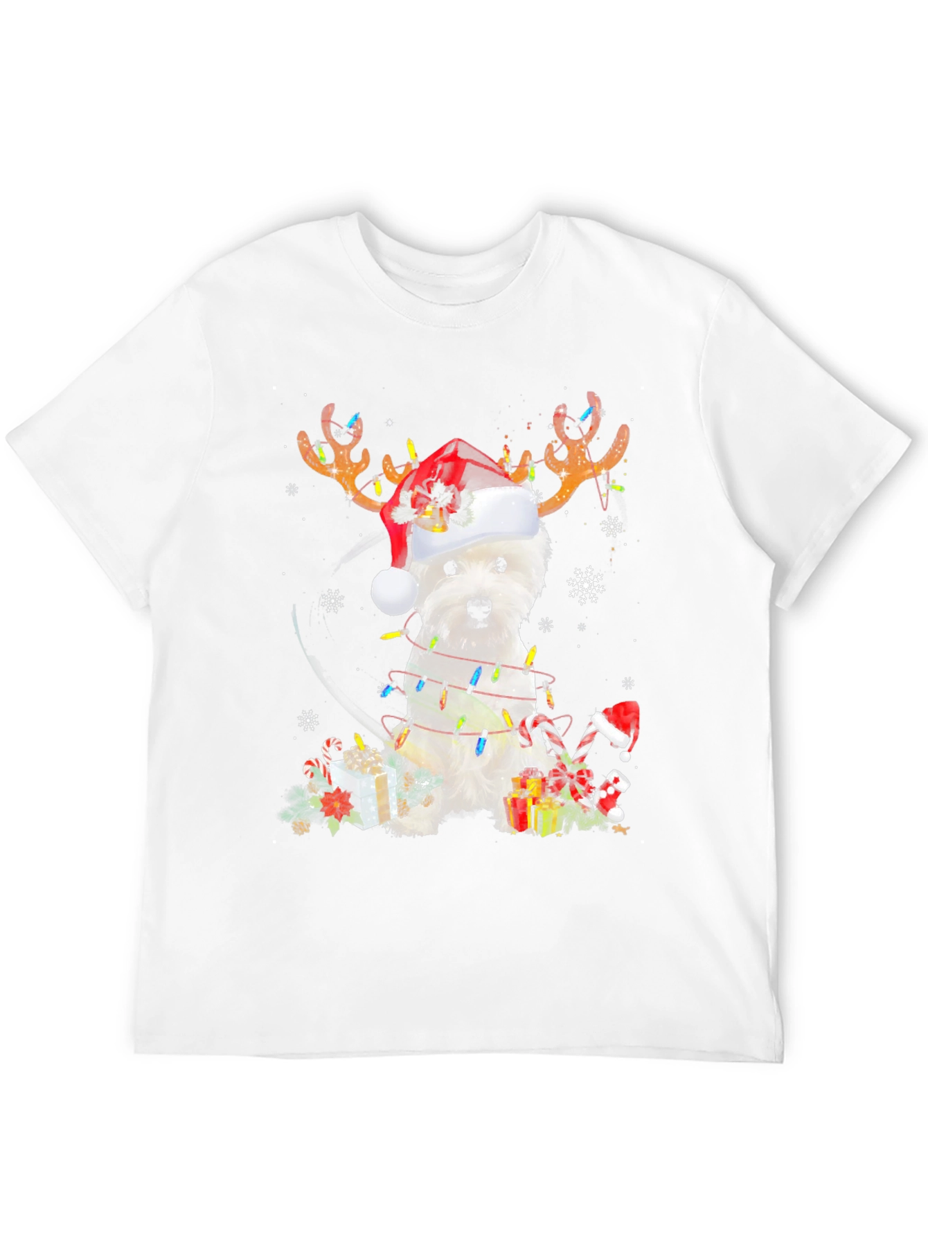 Dog Christmas T-Shirt - Reindeer Antlers Santa Hat - 12