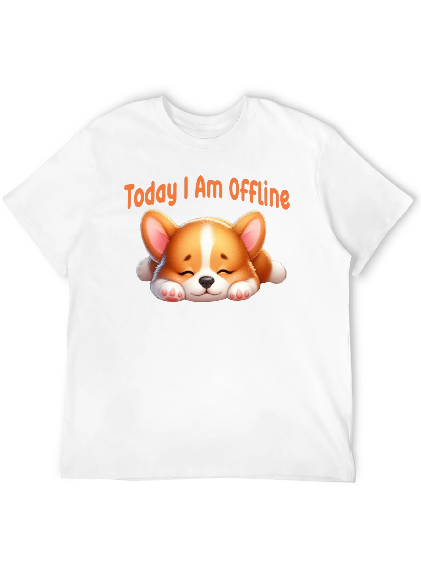 Black Today I Am Offline T-Shirt - Cute Sleeping Corgi view 12