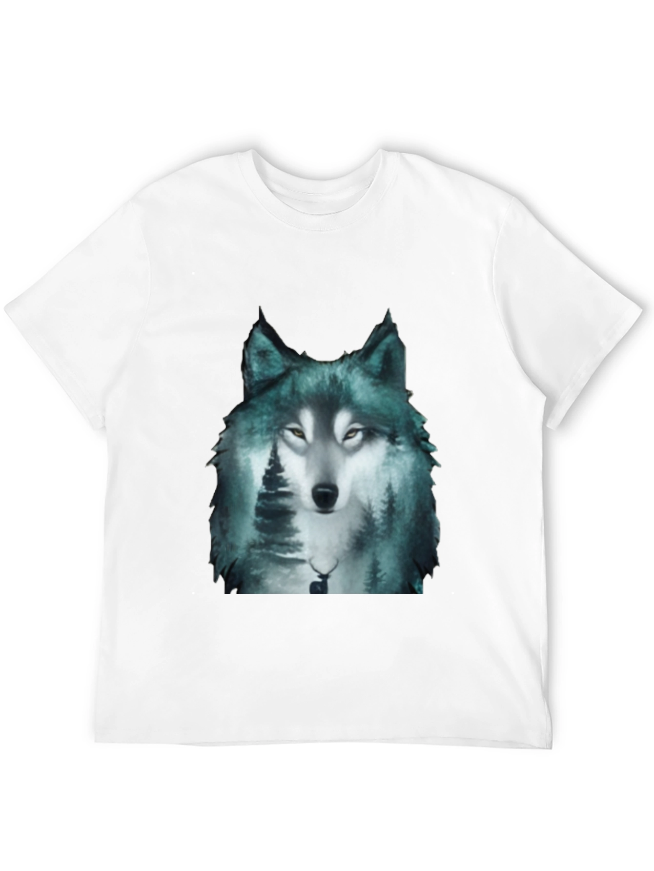 Black Wolf Forest Print Black T-Shirt view 12
