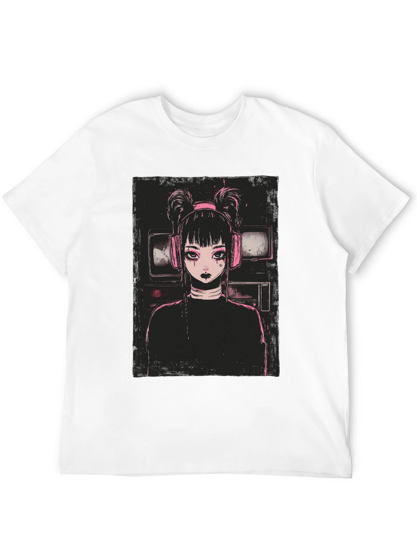 Black Anime Girl Graphic Tee - Black Cotton Blend view 12