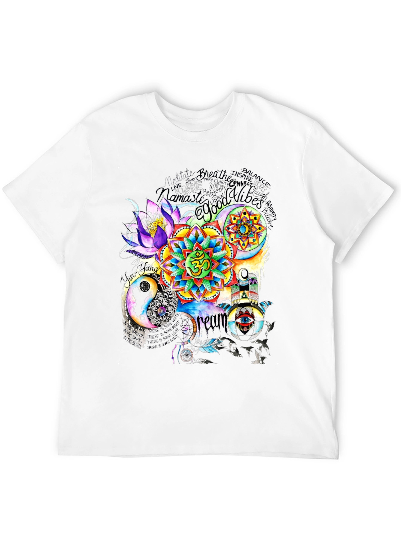Black Om Mandala Print T-Shirt view 12