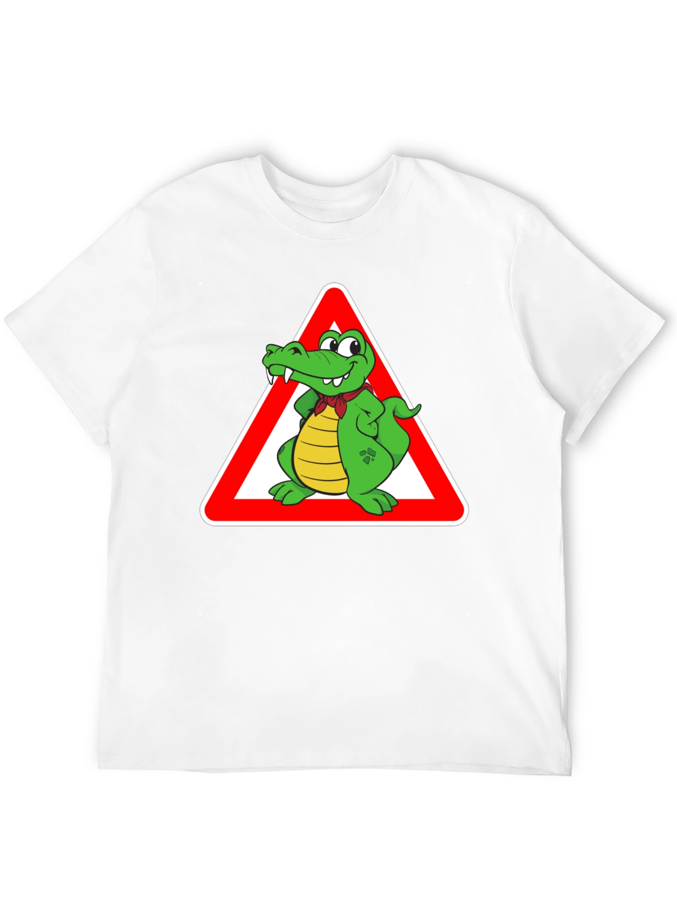 Black Cartoon Alligator Warning T-Shirt view 12