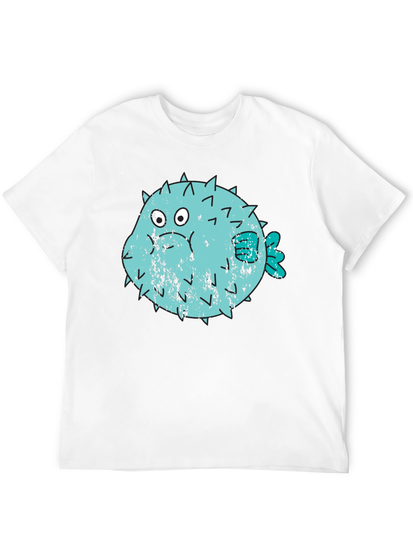 Black Puffer Fish Graphic T-Shirt - Black Crew Neck view 12