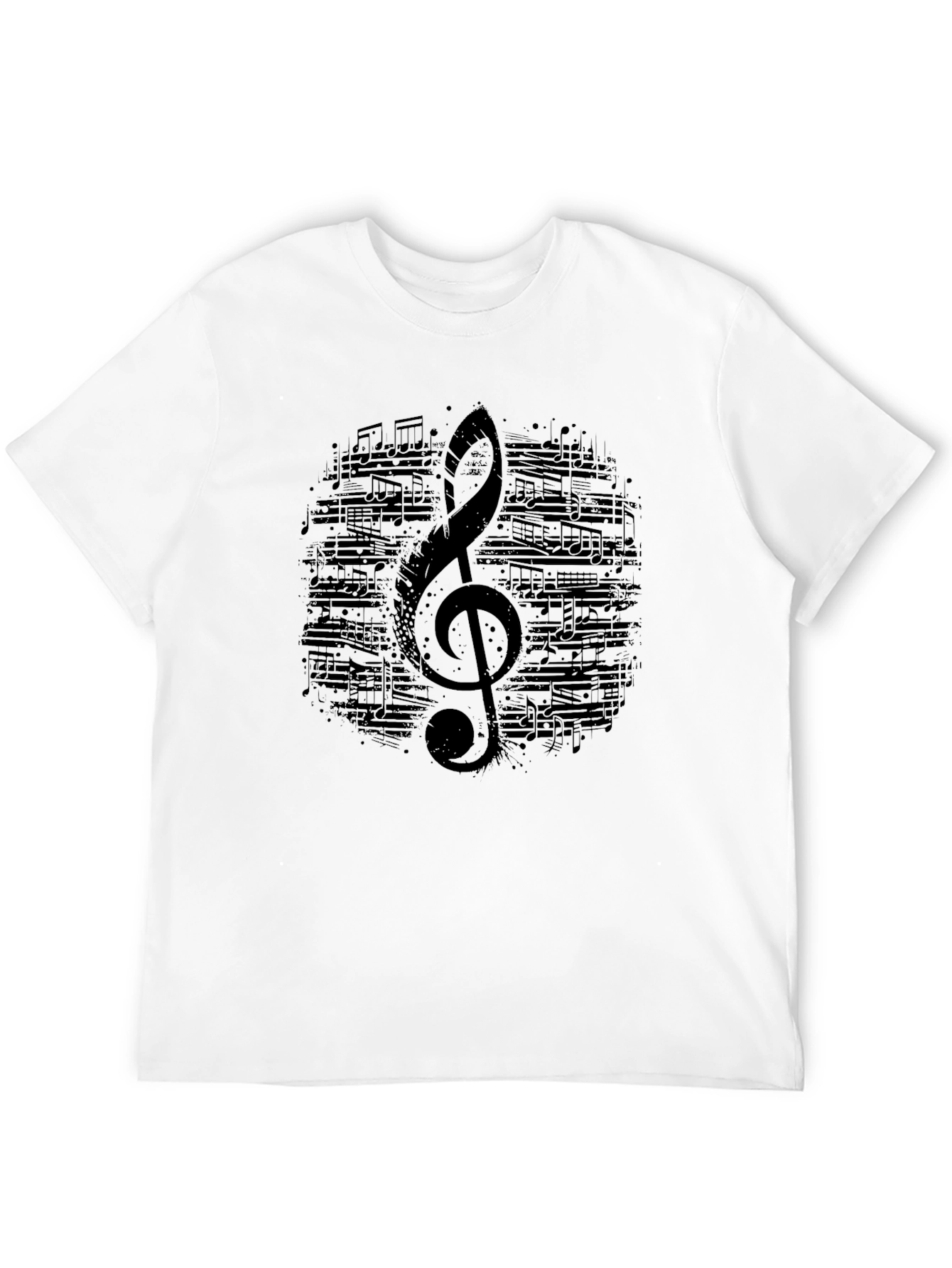 Black Musical Note Clef Graphic Black T-Shirt view 12