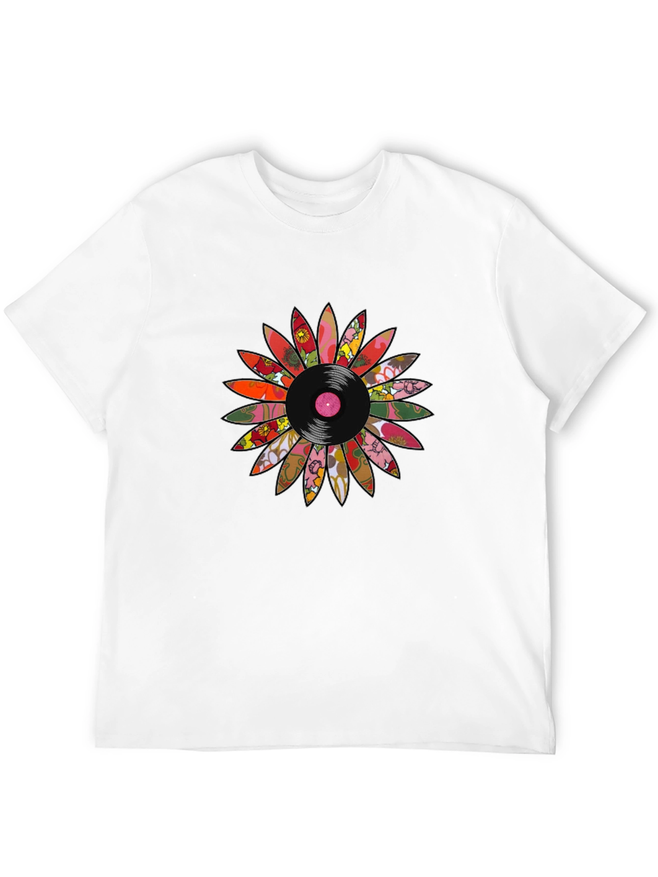 Black Retro Vinyl Flower Graphic Tee view 12
