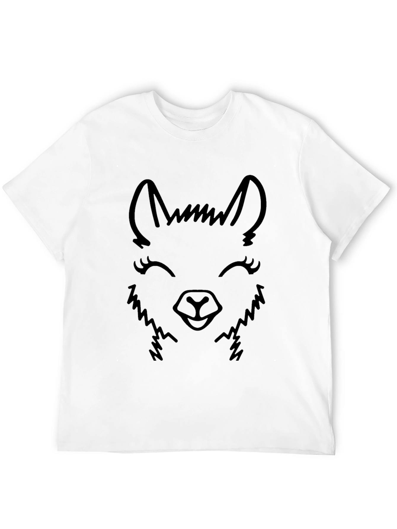 Black Llama Face Graphic Tee - Black Cotton Blend view 12