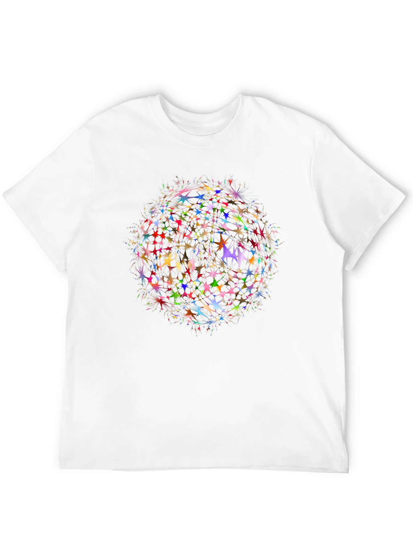 Black Men's Black Tee with Colorful Starburst Design view 12