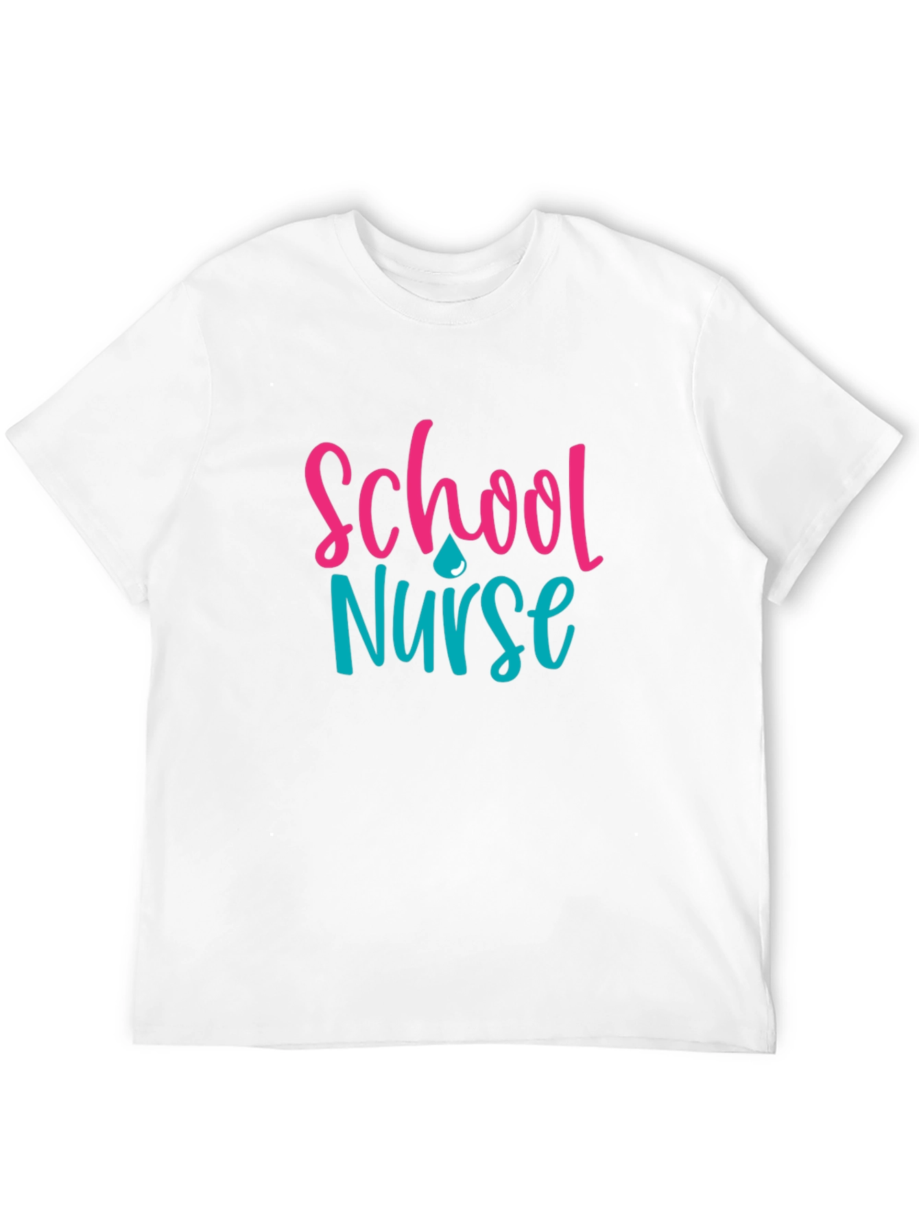 Black School Nurse T-Shirt, Pink & Teal Design view 12