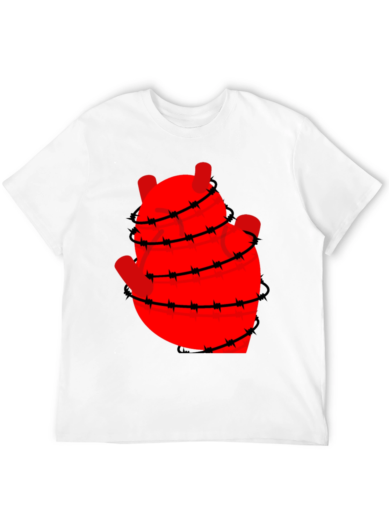 Black Heart Wrapped in Barbed Wire Graphic Tee - Black view 12