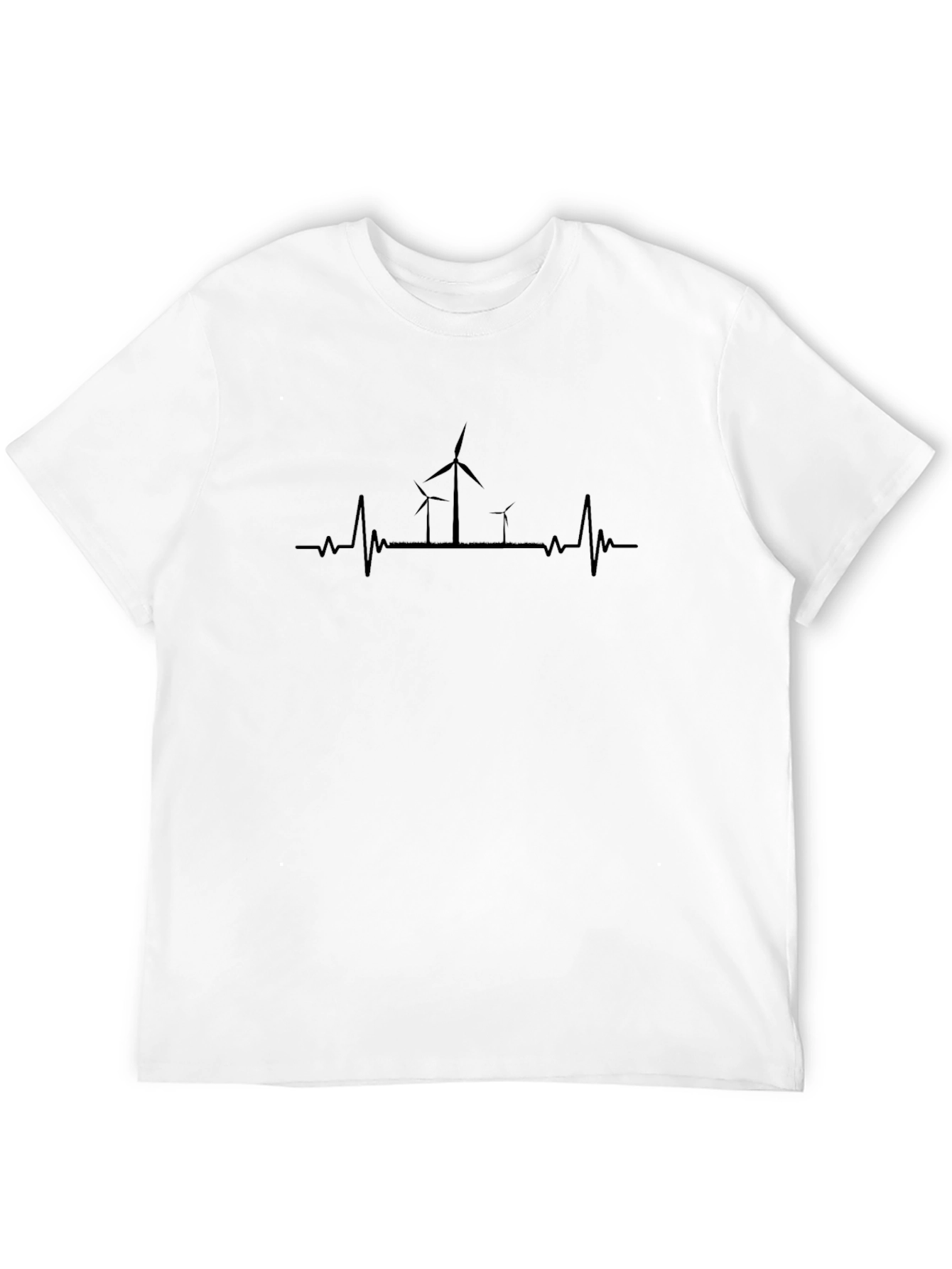 Black Wind Turbine Heartbeat T-Shirt - Eco Friendly Style view 12
