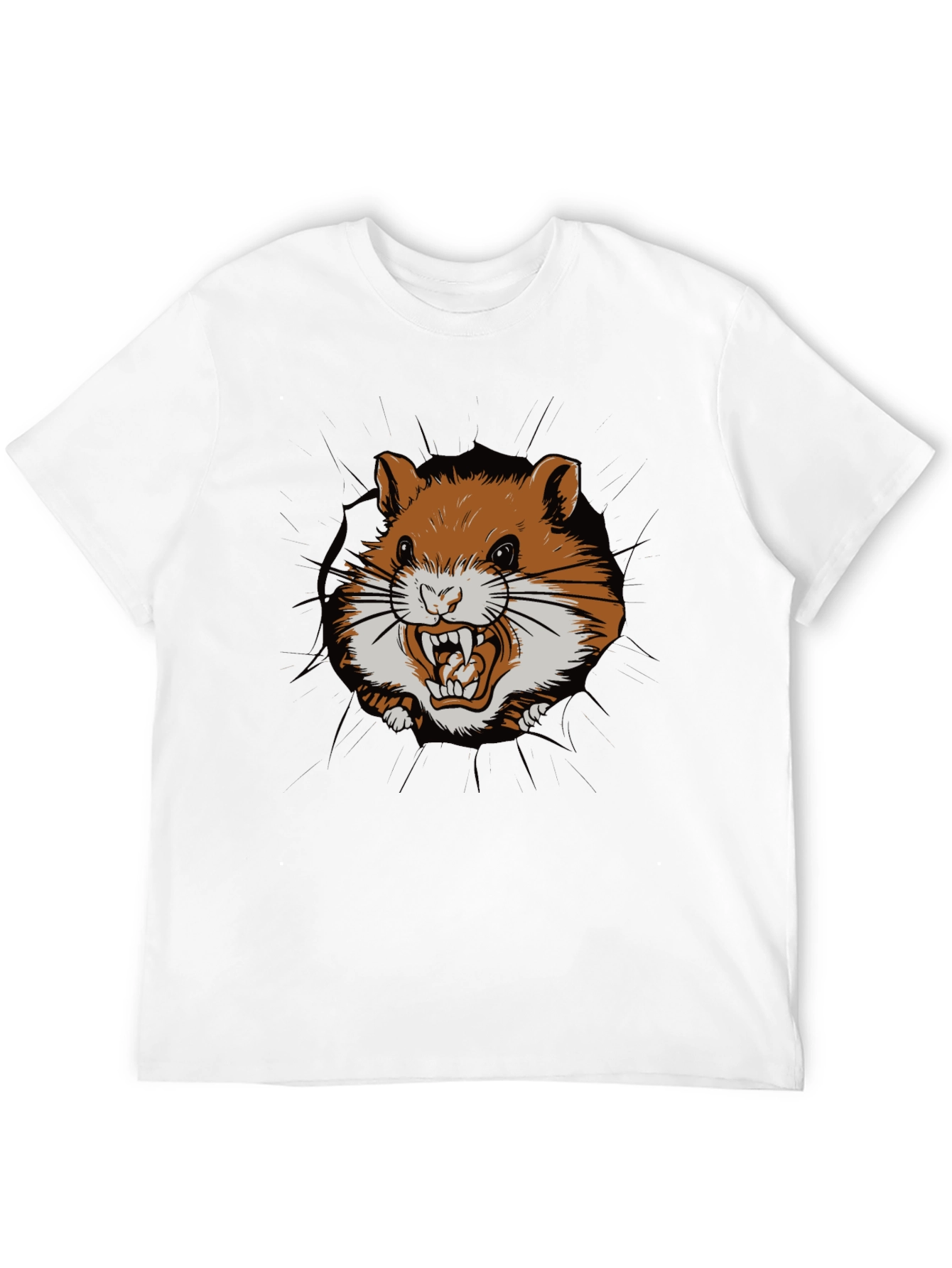 Black Funny Hamster Graphic Print Crew Neck Tee view 12