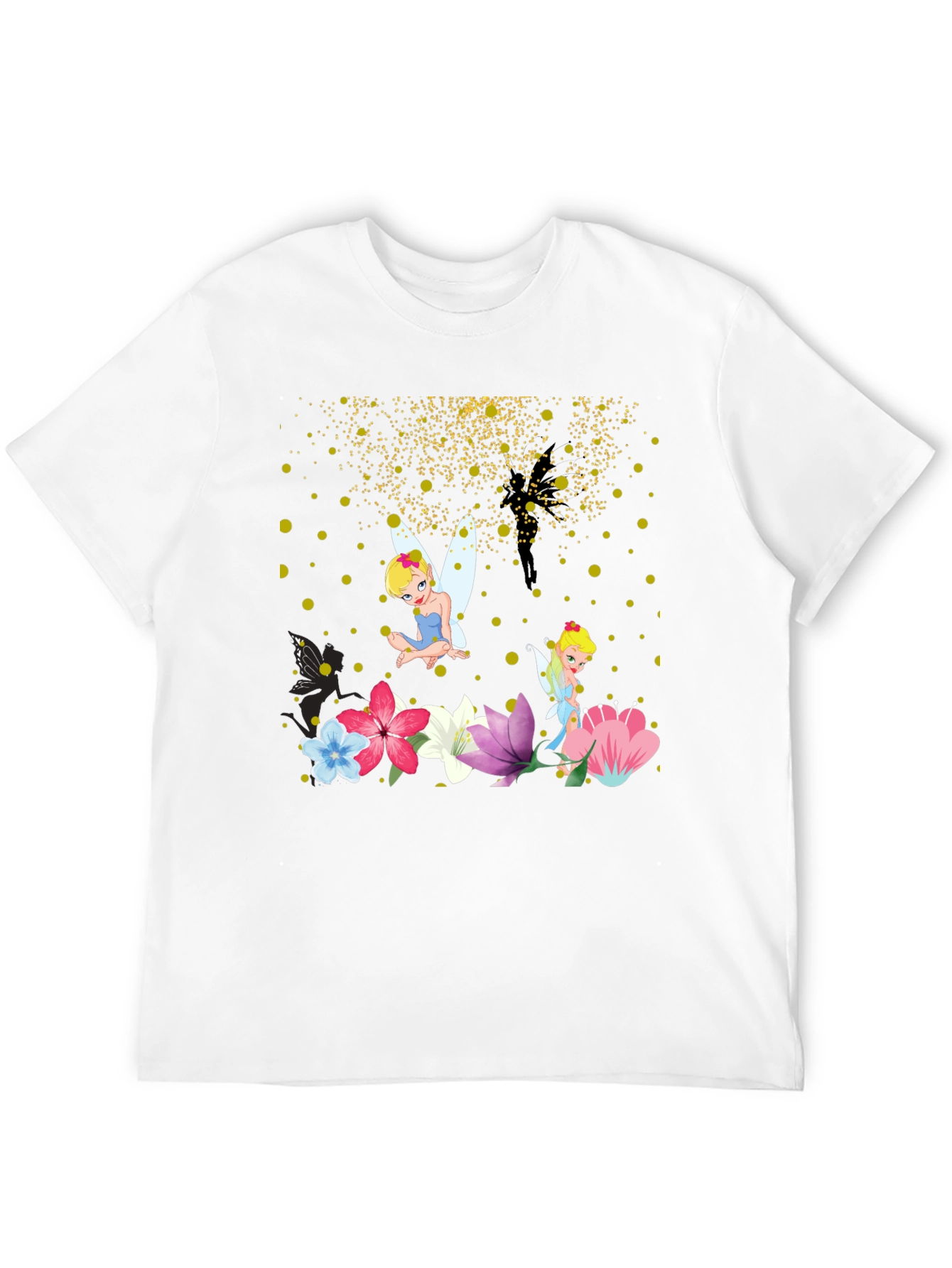 Black Whimsical Fairy Graphic Tee - Black Cotton Blend view 12