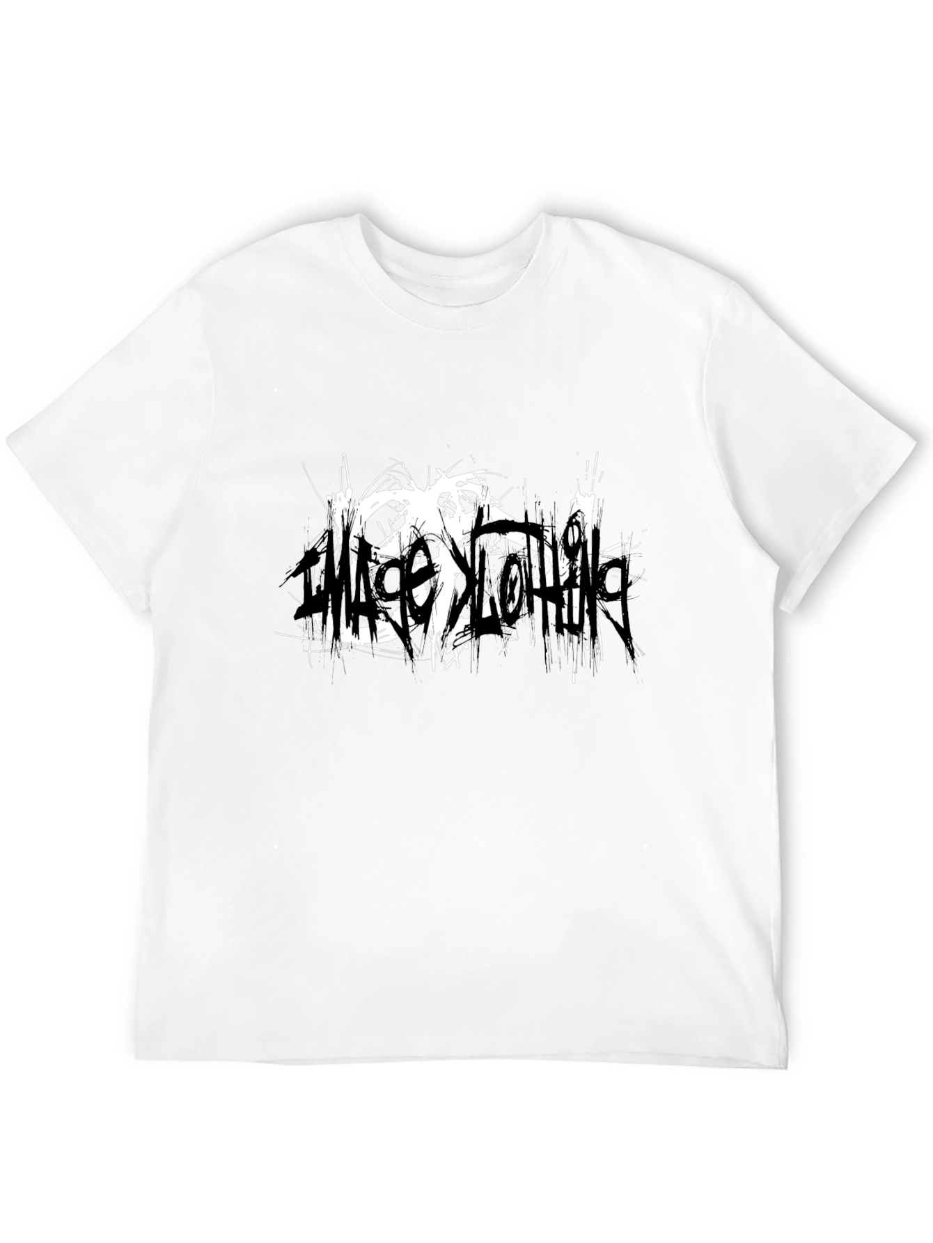 Black Black T-Shirt with Abstract White Graphic view 12