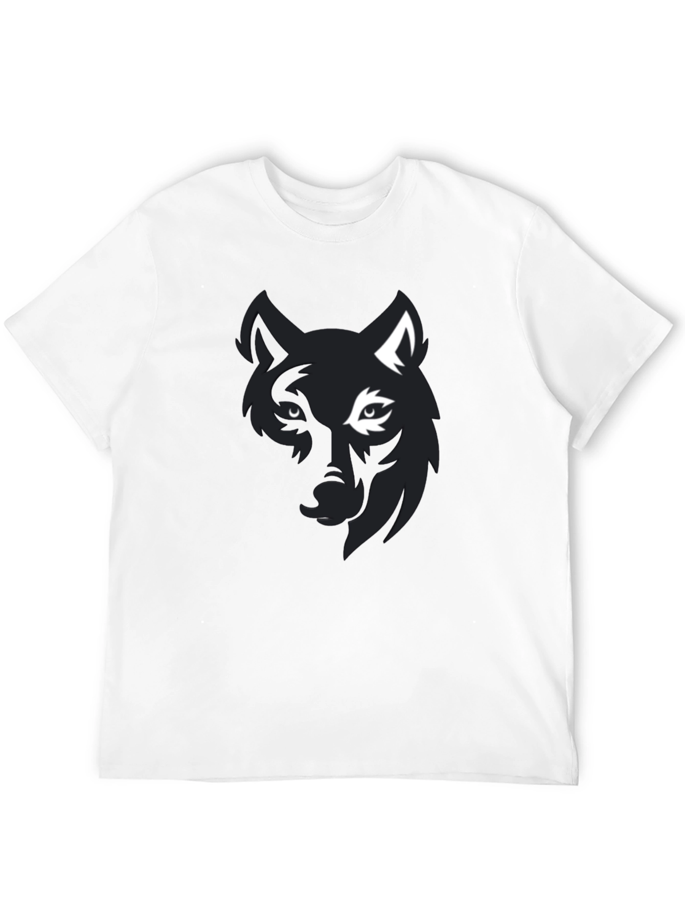 Black Wolf Graphic Print Black T-Shirt for Men view 12