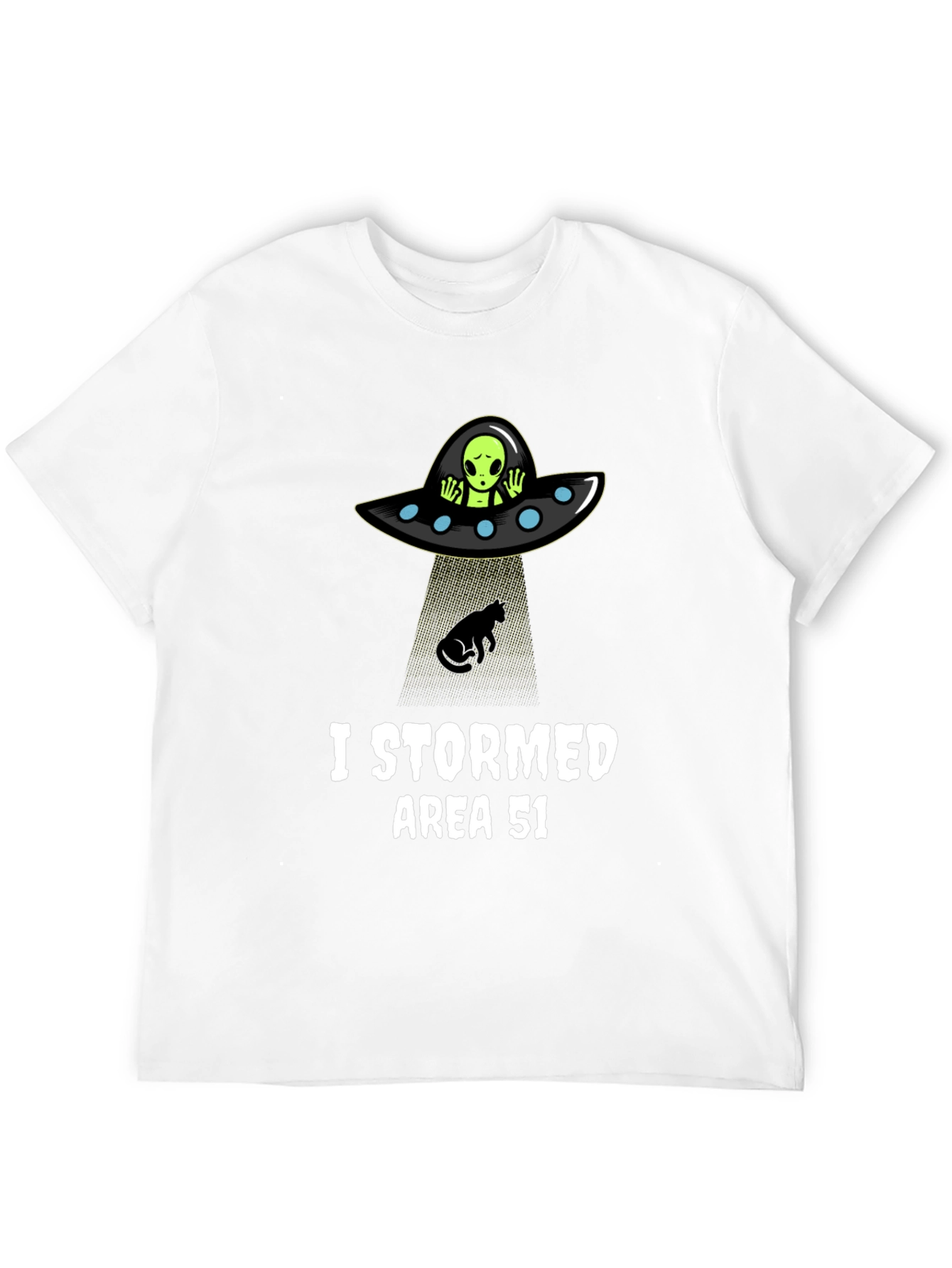 Black I Stormed Area 51 T-Shirt Alien Abduction UFO Cat Humor view 12