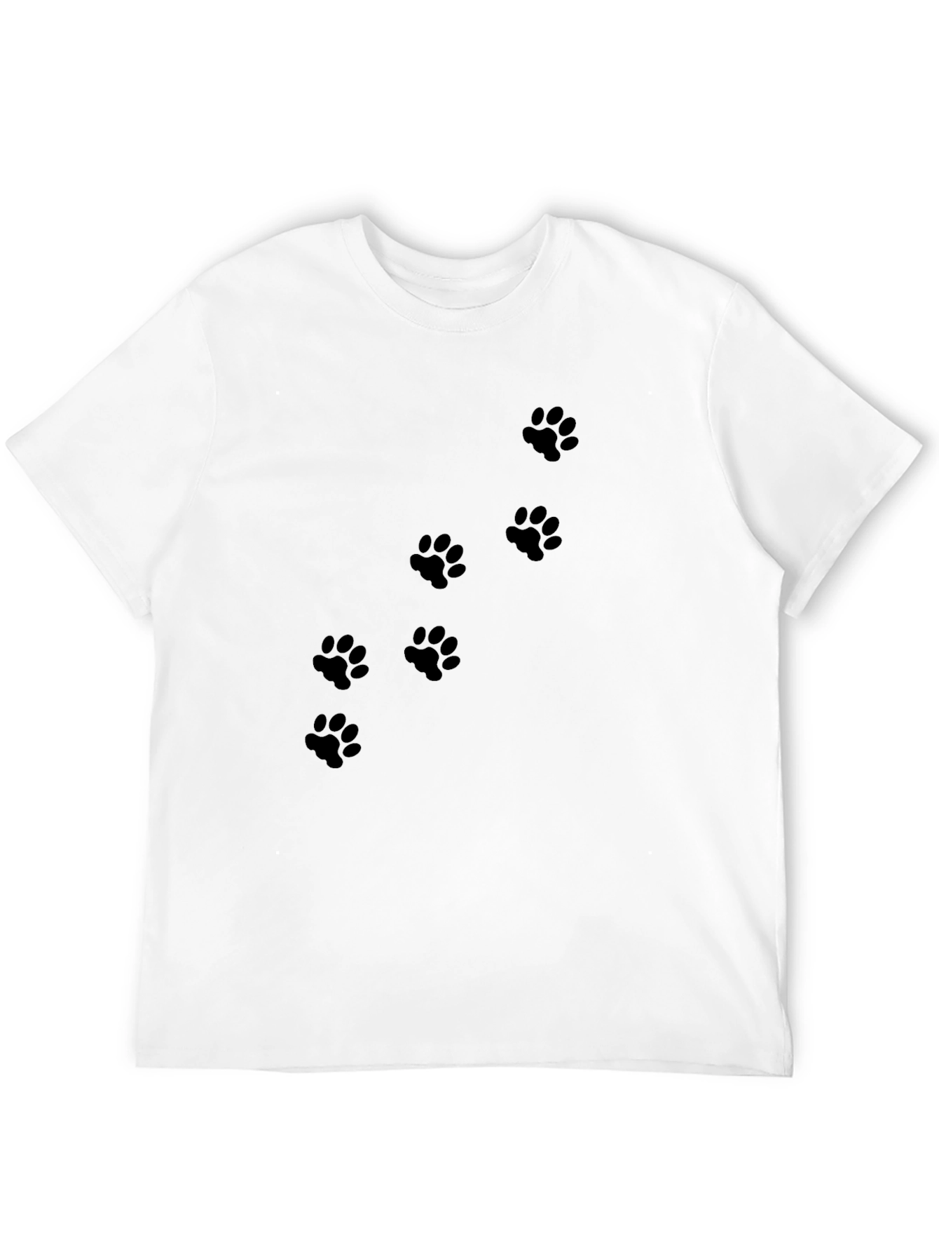 Black Men's Black T-Shirt with Paw Prints view 12
