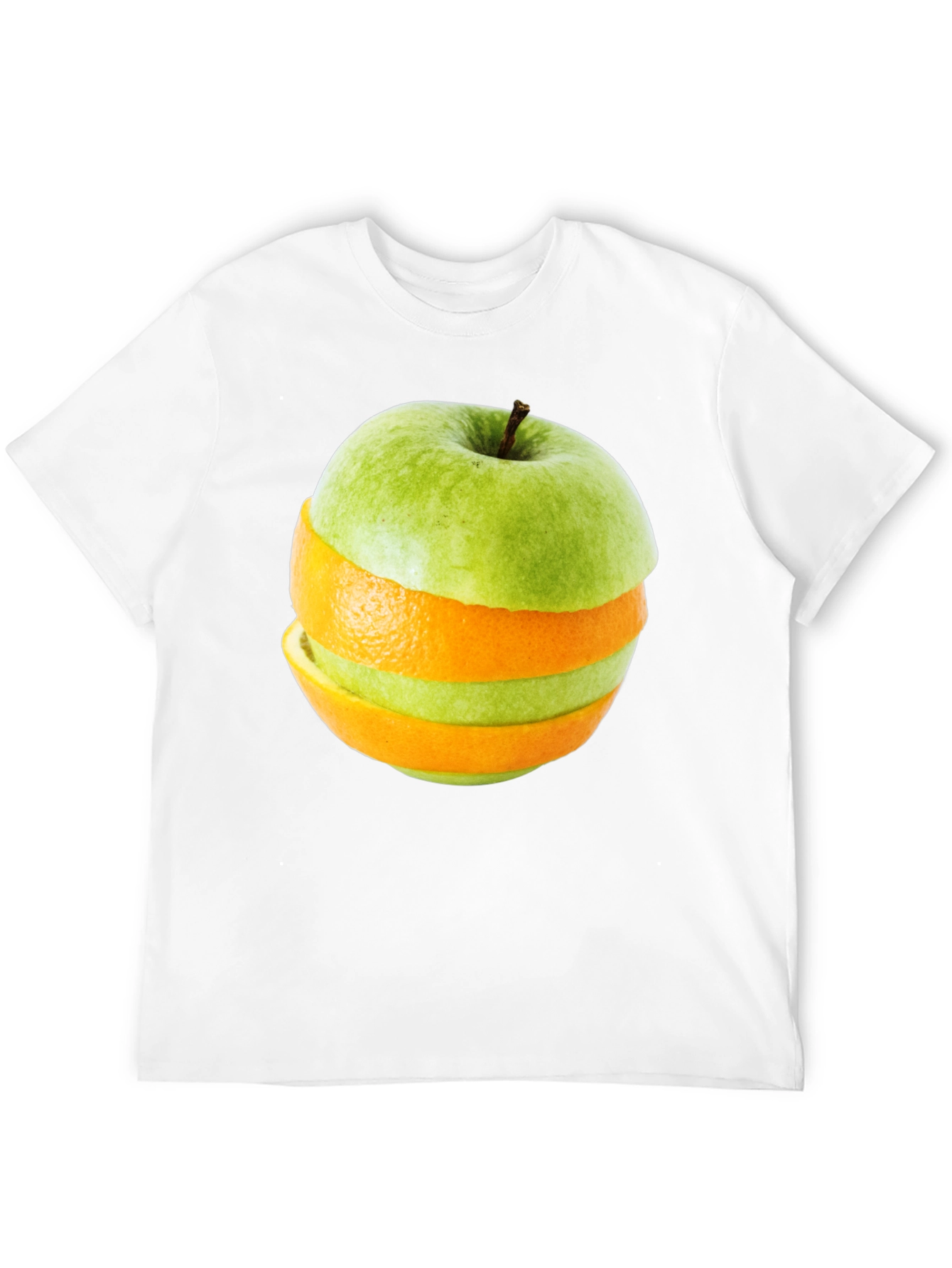 Black Fruity Fusion Tee - Apple Orange Slice Graphic T-Shirt view 12