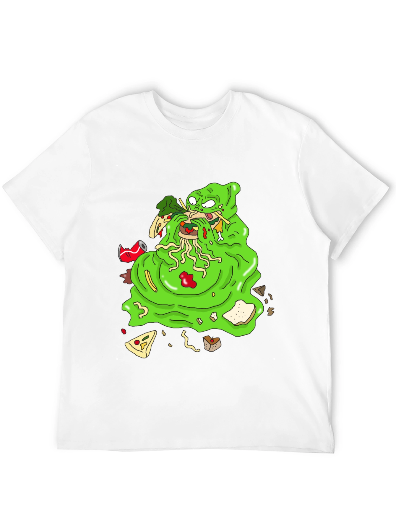 Black Green Blob Monster Eating Graphic T-Shirt view 12