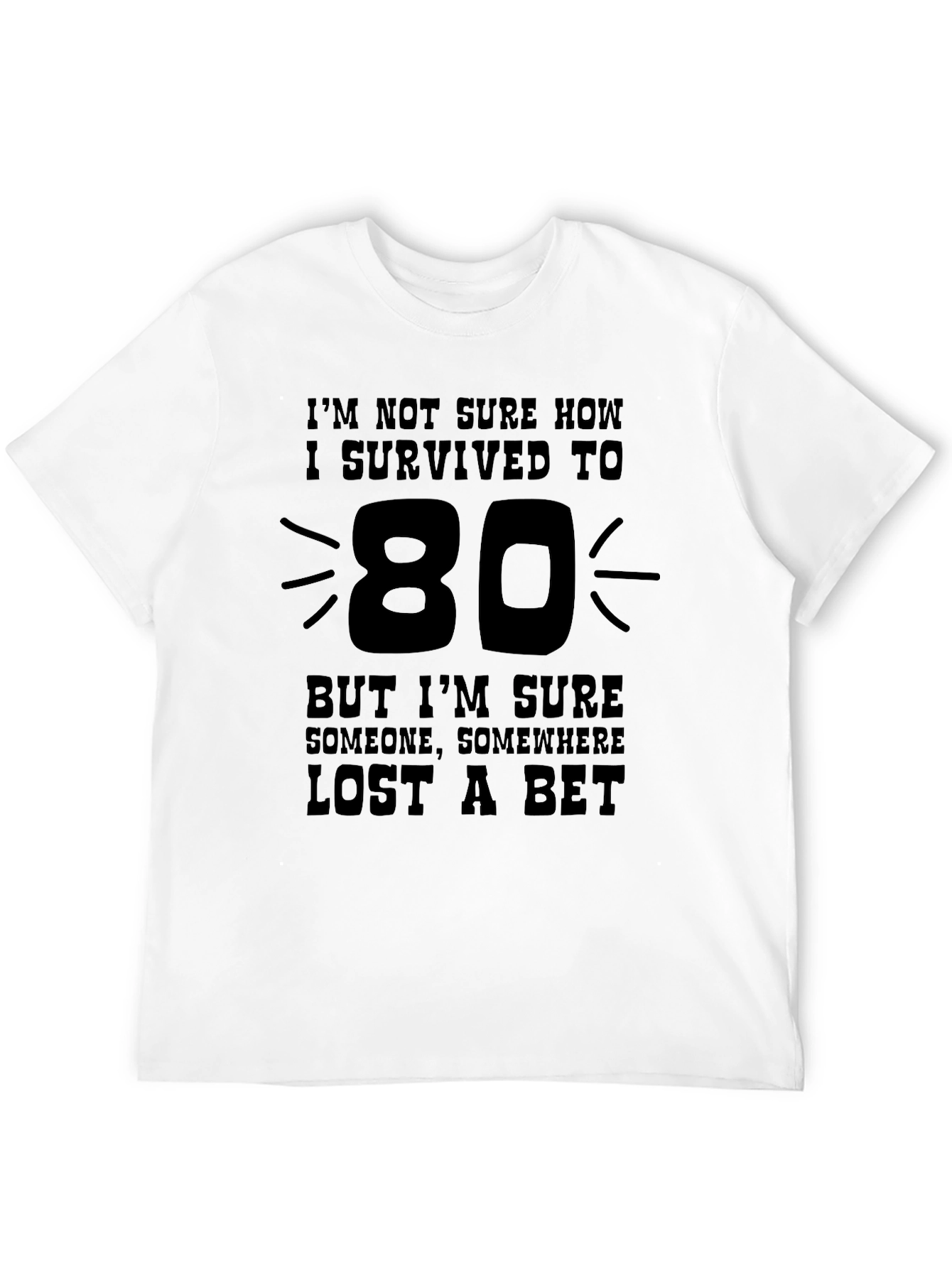 Black Funny 80th Birthday T-Shirt - I Survived to 80! view 12