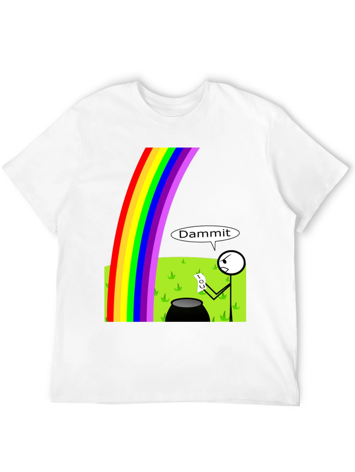 Black Humorous Rainbow Leprechaun IOU Graphic T-Shirt view 12