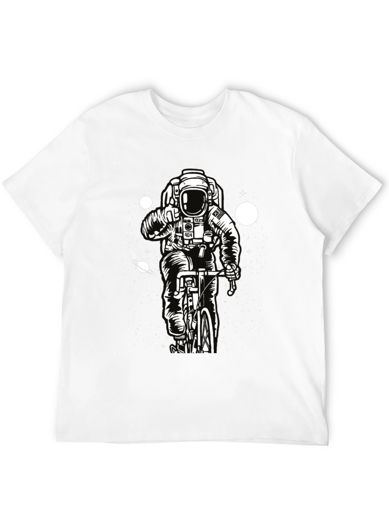 Black Astronaut on Bike Graphic T-Shirt - Space Adventure Tee view 12