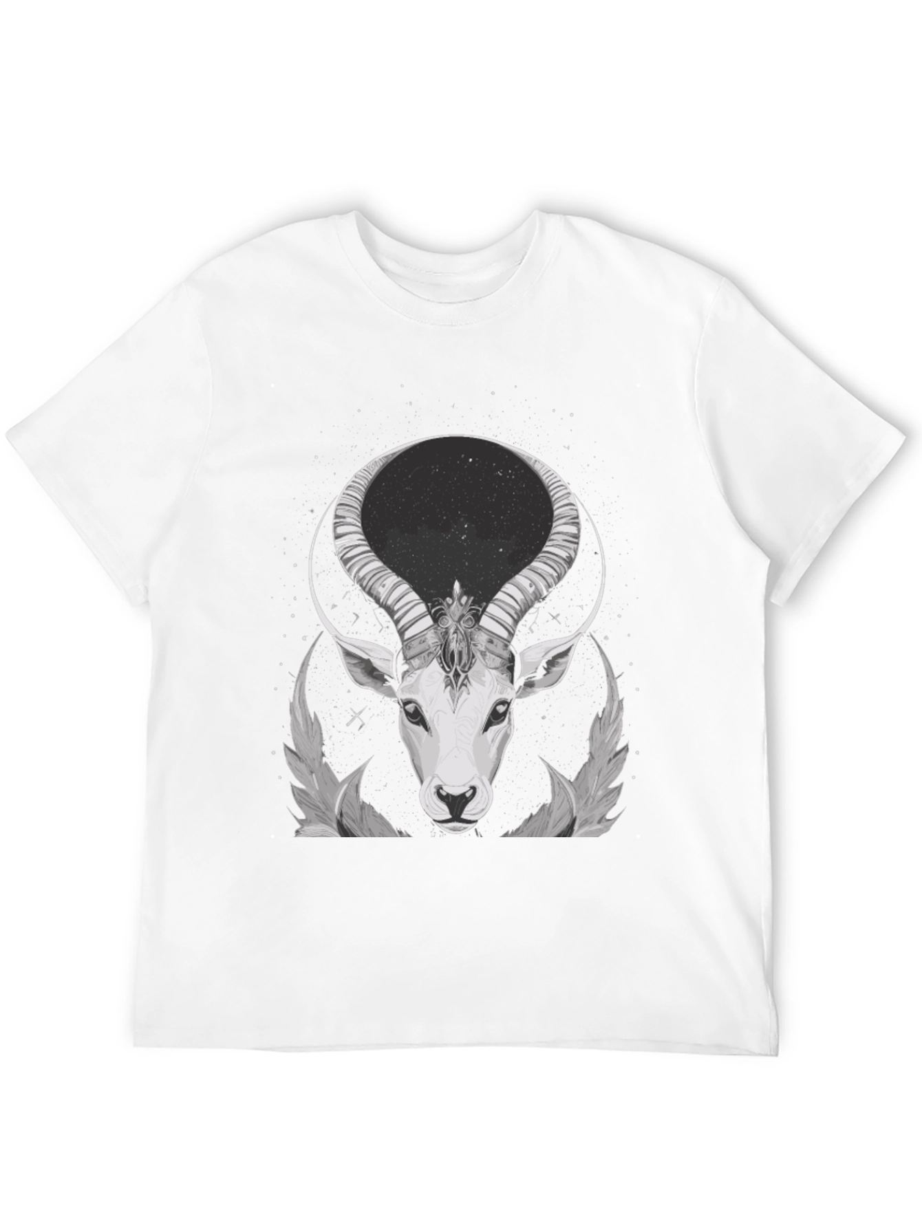 Black Cosmic Antelope Graphic Tee - Black Cotton Blend view 12