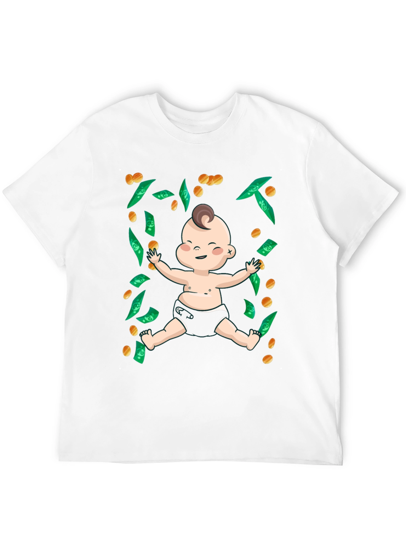 Black Funny Baby Money T-Shirt - Black, Unisex view 12