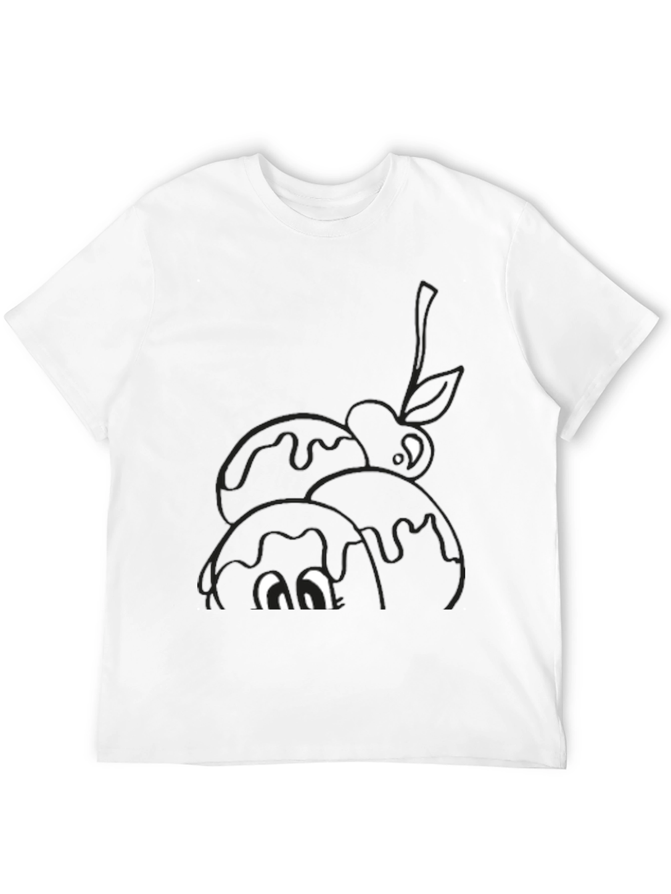 Black Novelty Cartoon Eyes Dessert T-Shirt view 12