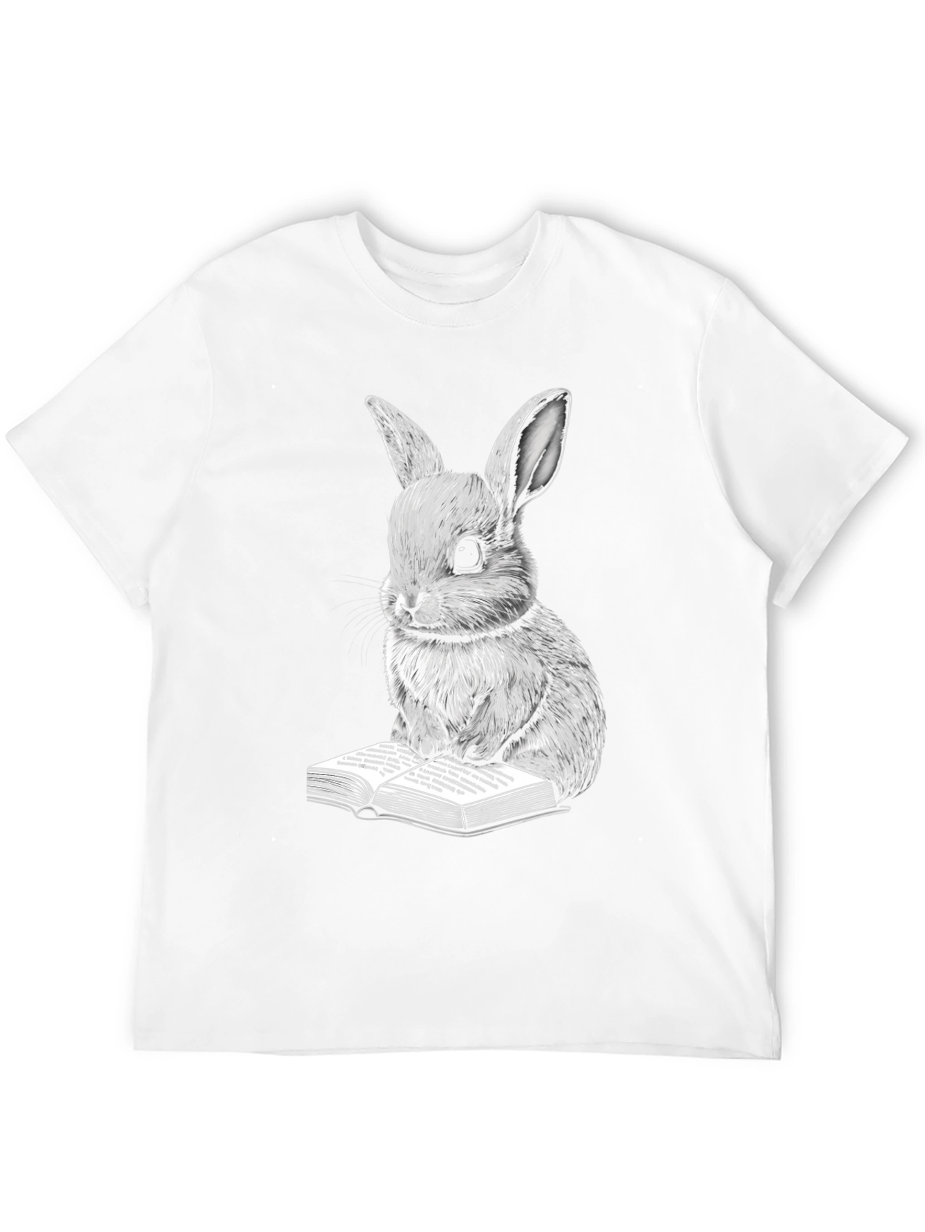 Black Rabbit Reading Book Graphic Tee view 12