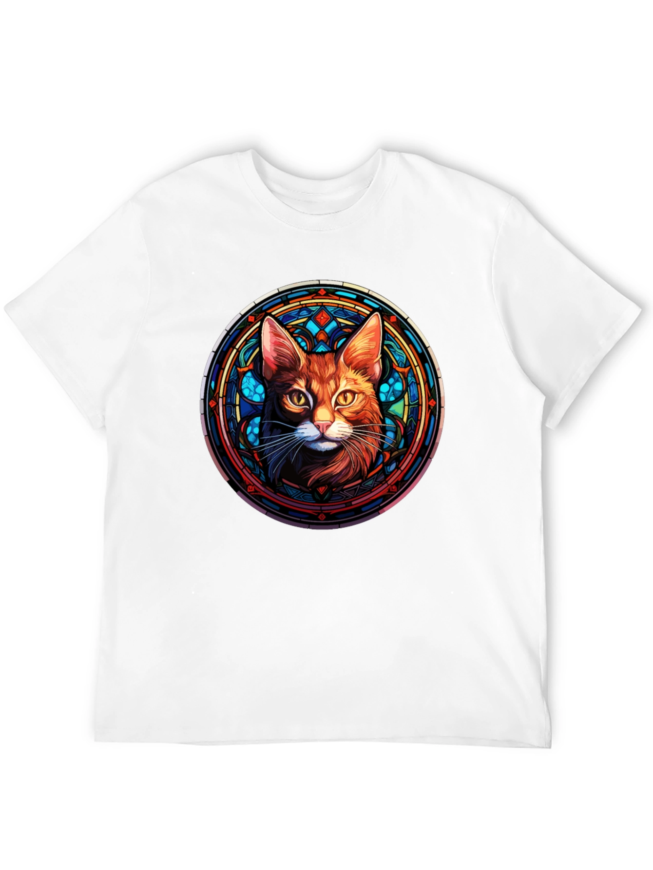 Black Stained Glass Cat Graphic Tee - Unique Design view 12