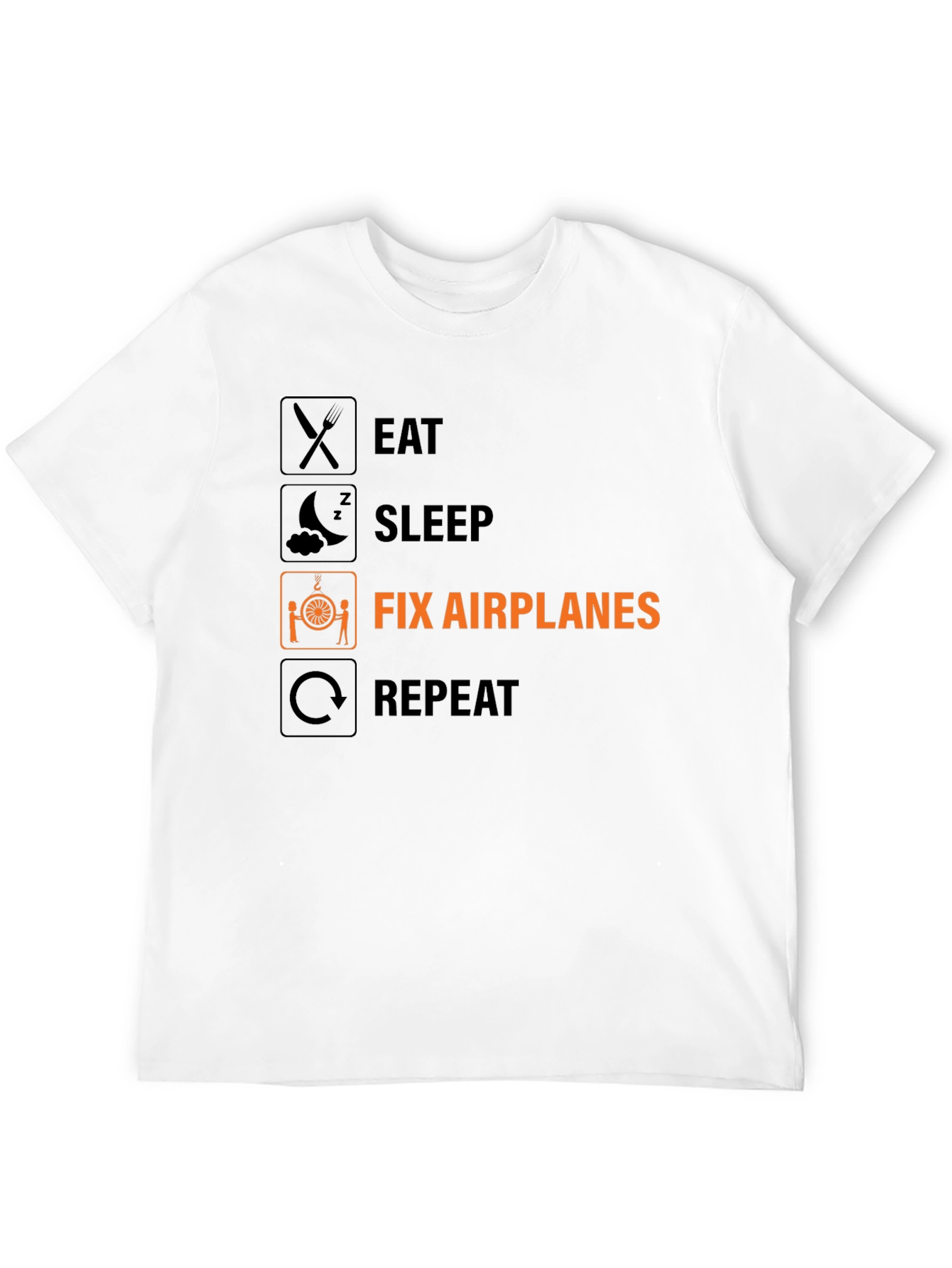 Black Eat Sleep Fix Airplanes Repeat Black T-Shirt view 12