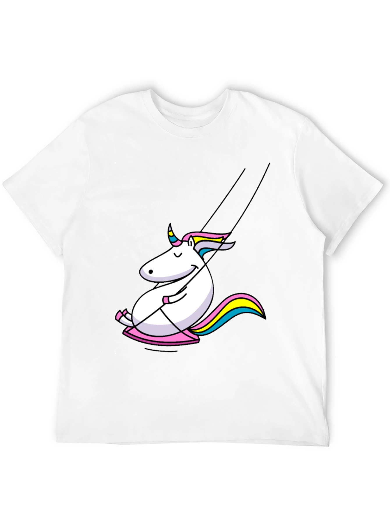 Black Unicorn on Swing Graphic Tee - Black Cotton Comfort view 12