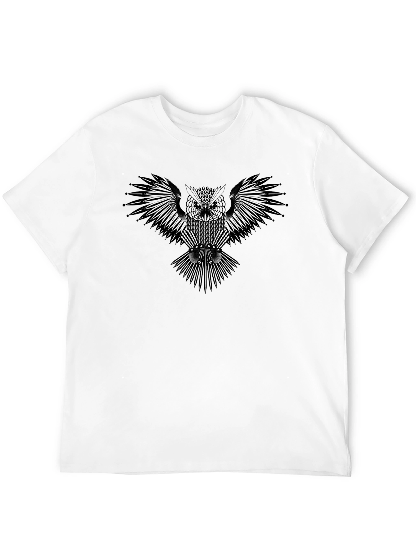 Black Men's Black Owl Graphic Tee - Stylish Casual Wear view 12