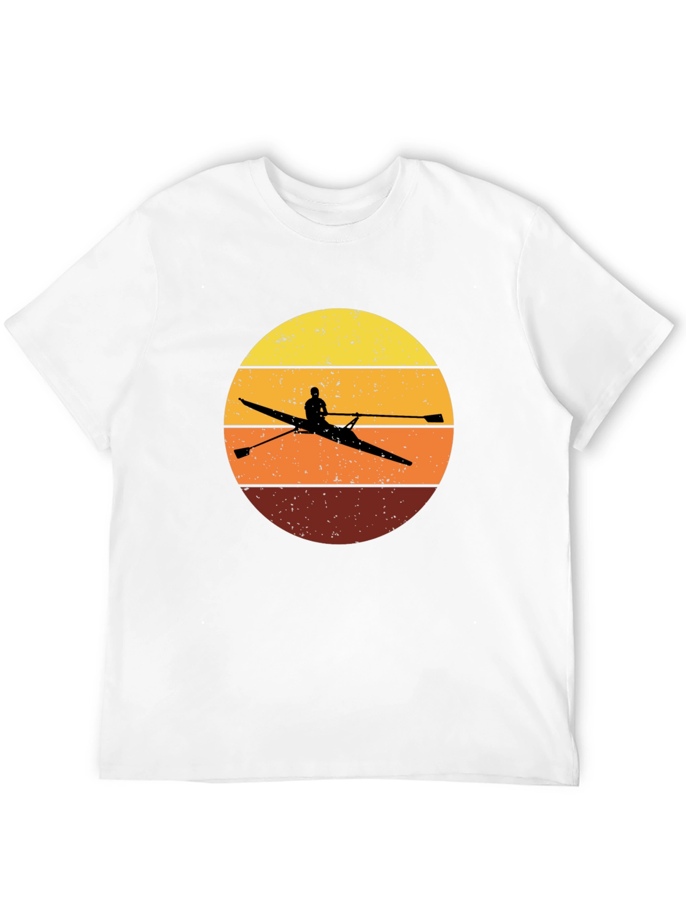 Black Rowing Sunset T-Shirt - Vintage Design view 12