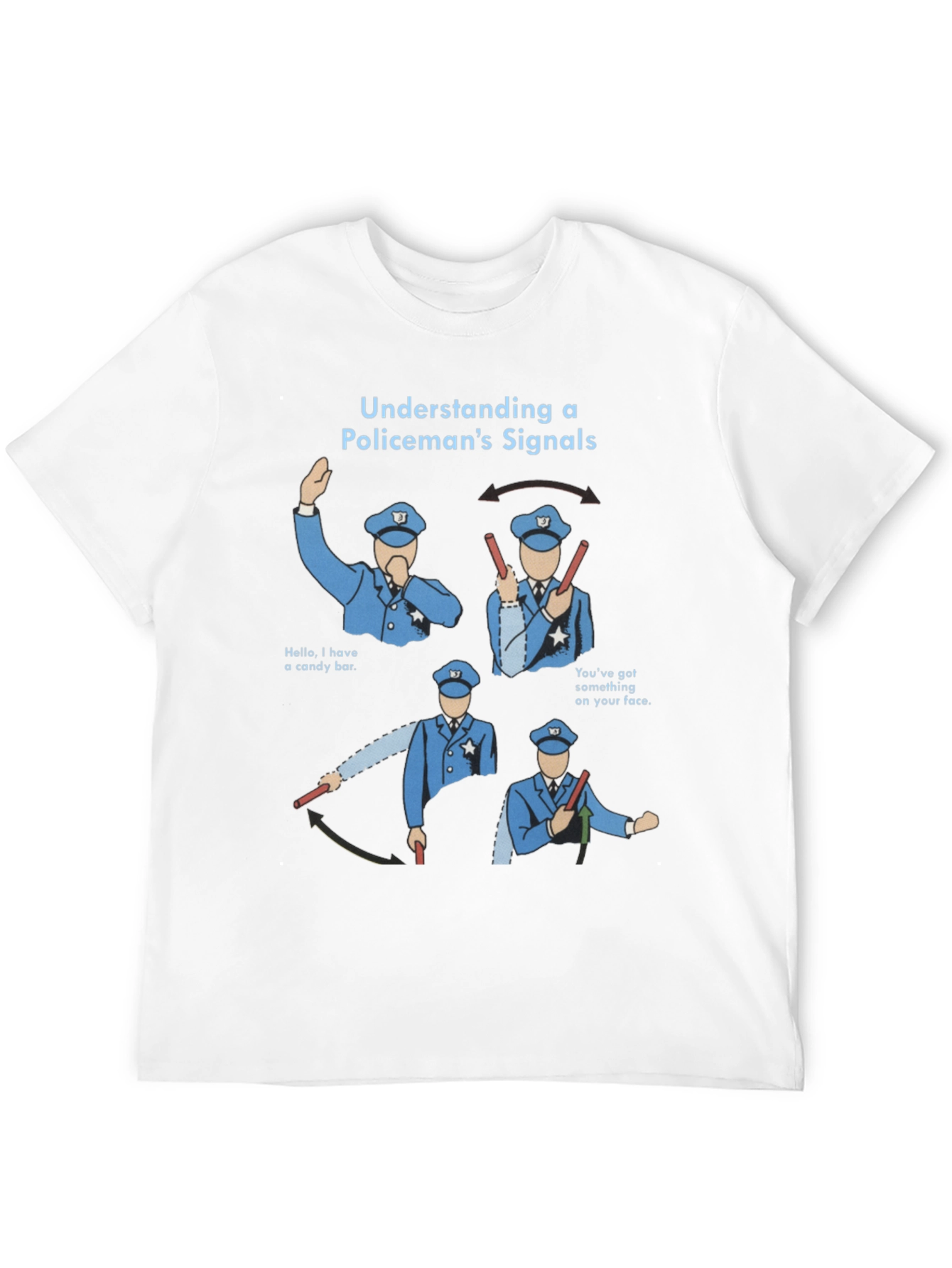 Black Funny Policeman's Signals Graphic Tee view 12