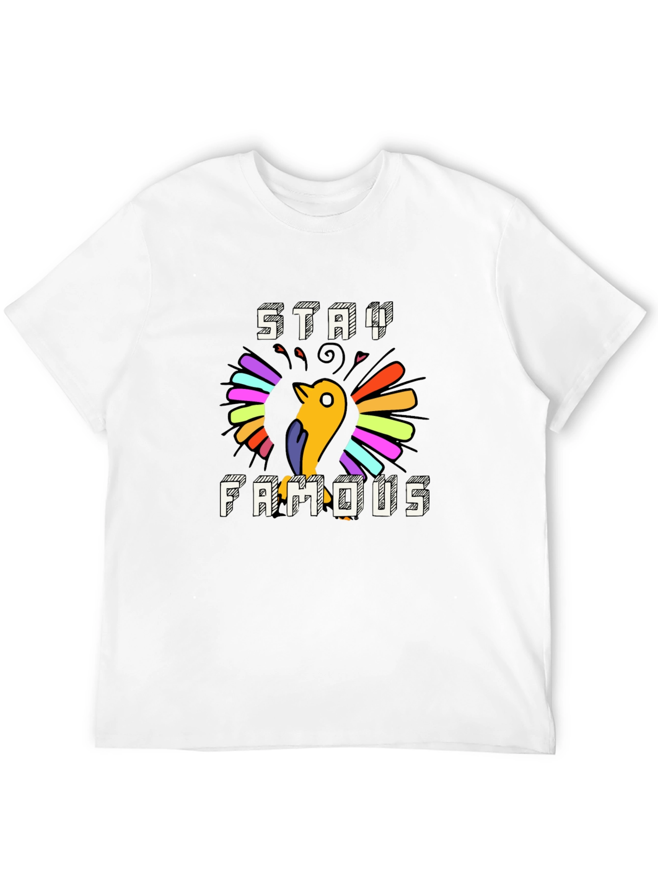 Black Stay Famous Graphic Tee - Cool Bird Design view 12