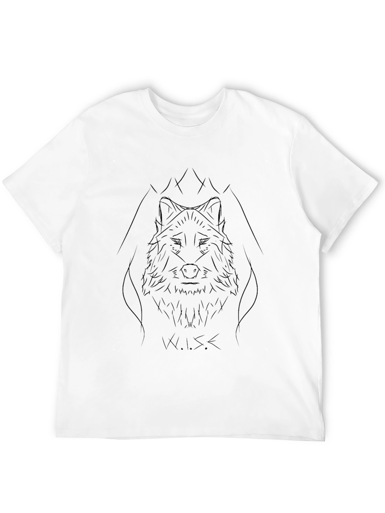 Black Wolf Sketch Graphic Tee - Modern Men's Black T-Shirt view 12
