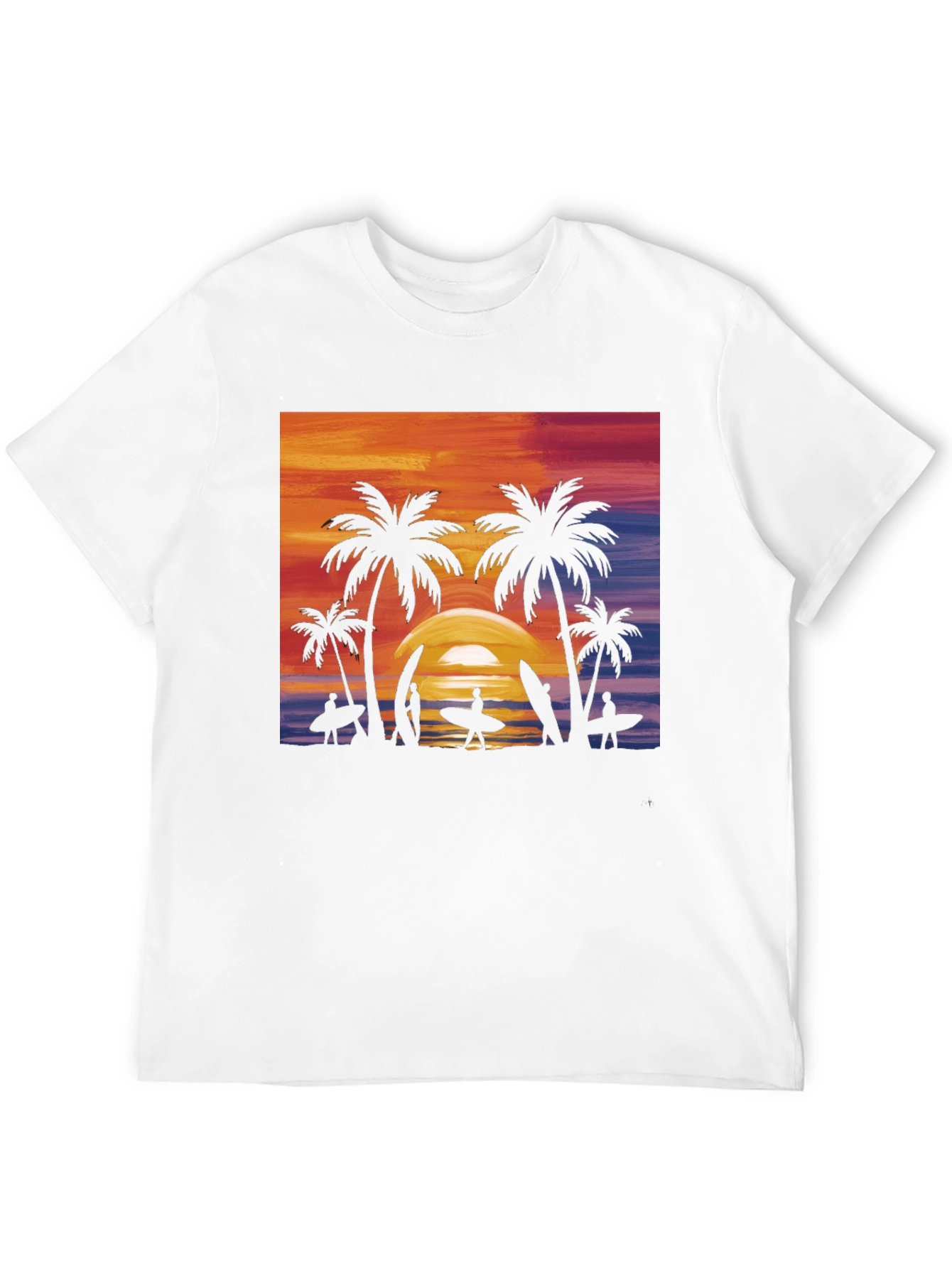 Black Sunset Palm Tree Surfer Graphic Tee - Black view 12