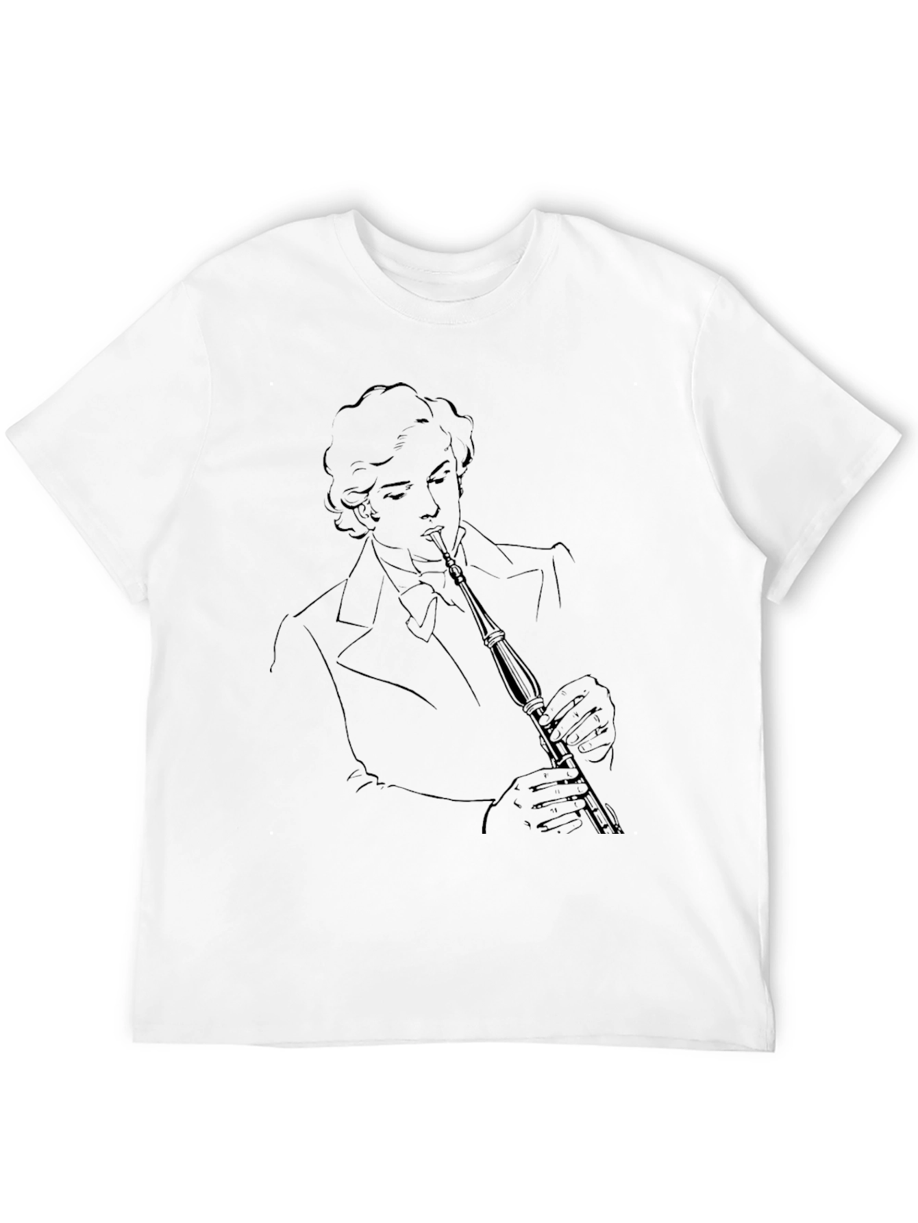 Black Black T-Shirt with Musician Line Art view 12