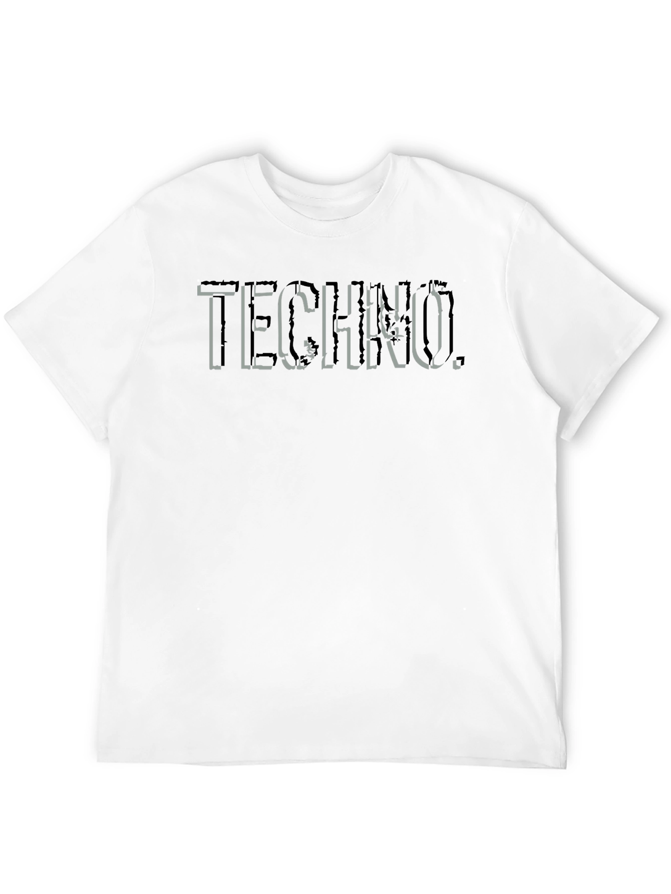 Black Techno Graphic Print Black T-Shirt view 12