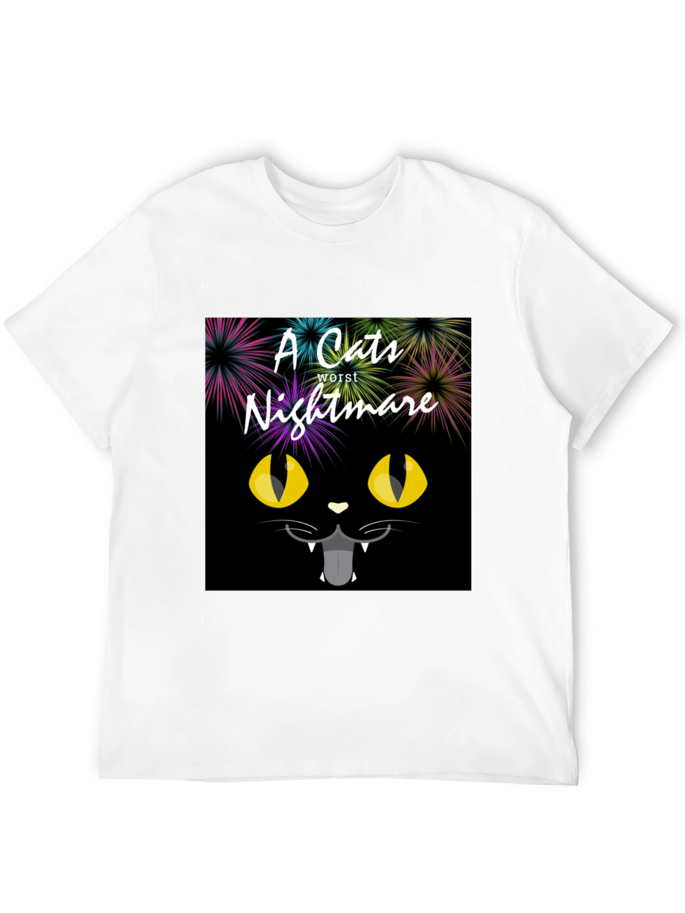 Black A Cat's Worst Nightmare Black Graphic T-Shirt view 12