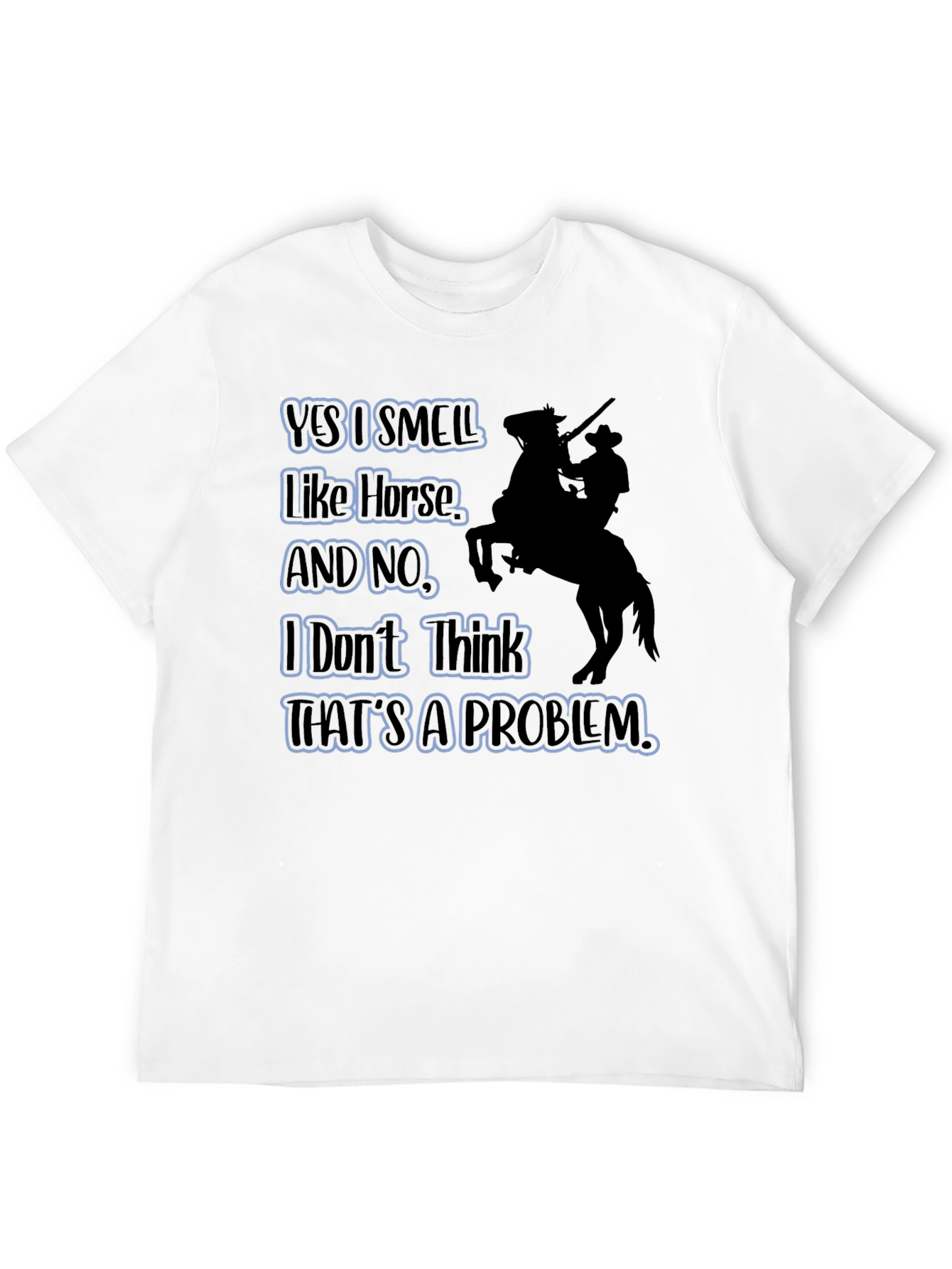 Black Humorous "Yes I Smell Like Horse" Graphic T-Shirt view 12