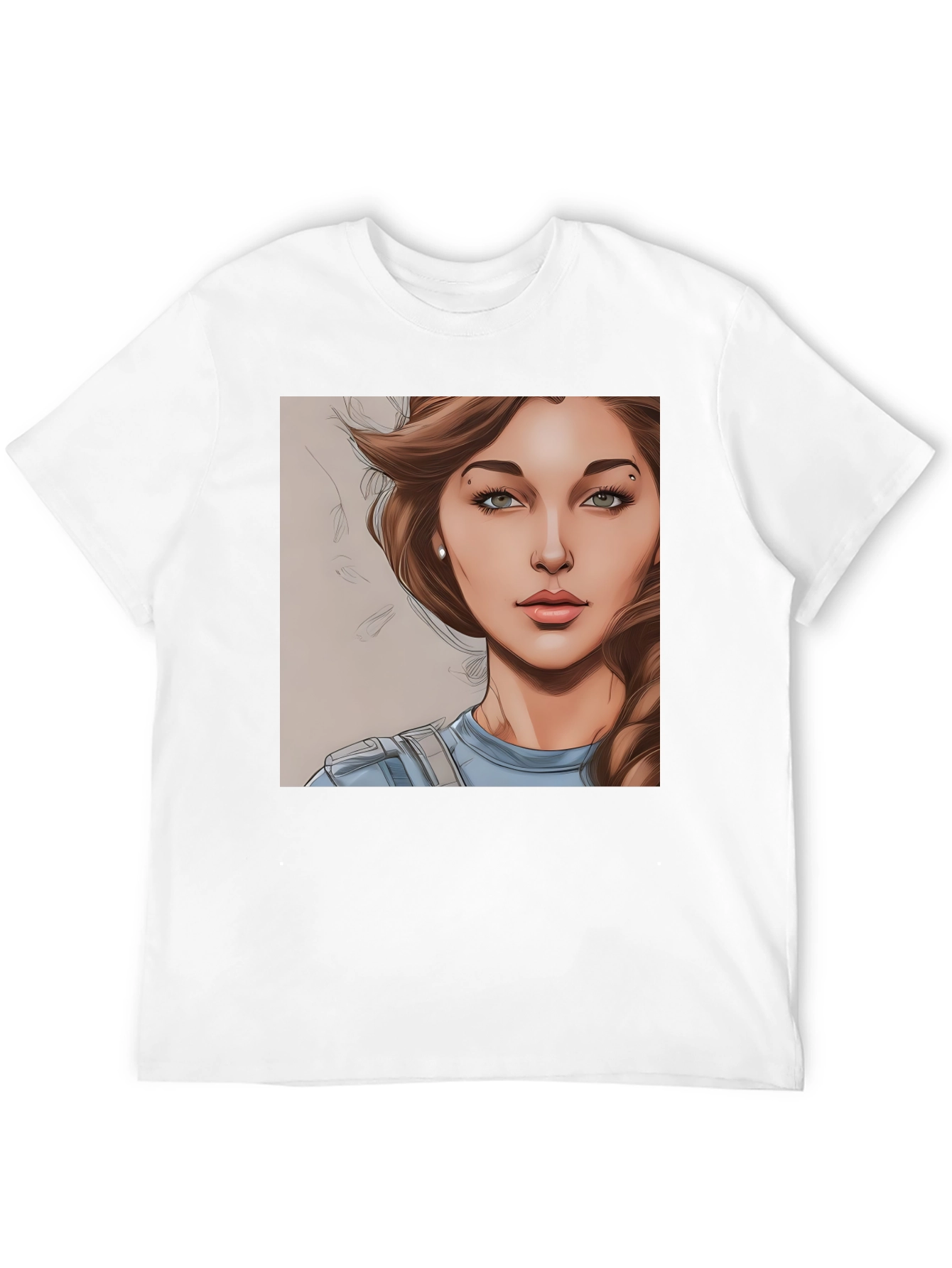 Black Woman Cartoon Portrait Black T-Shirt view 12