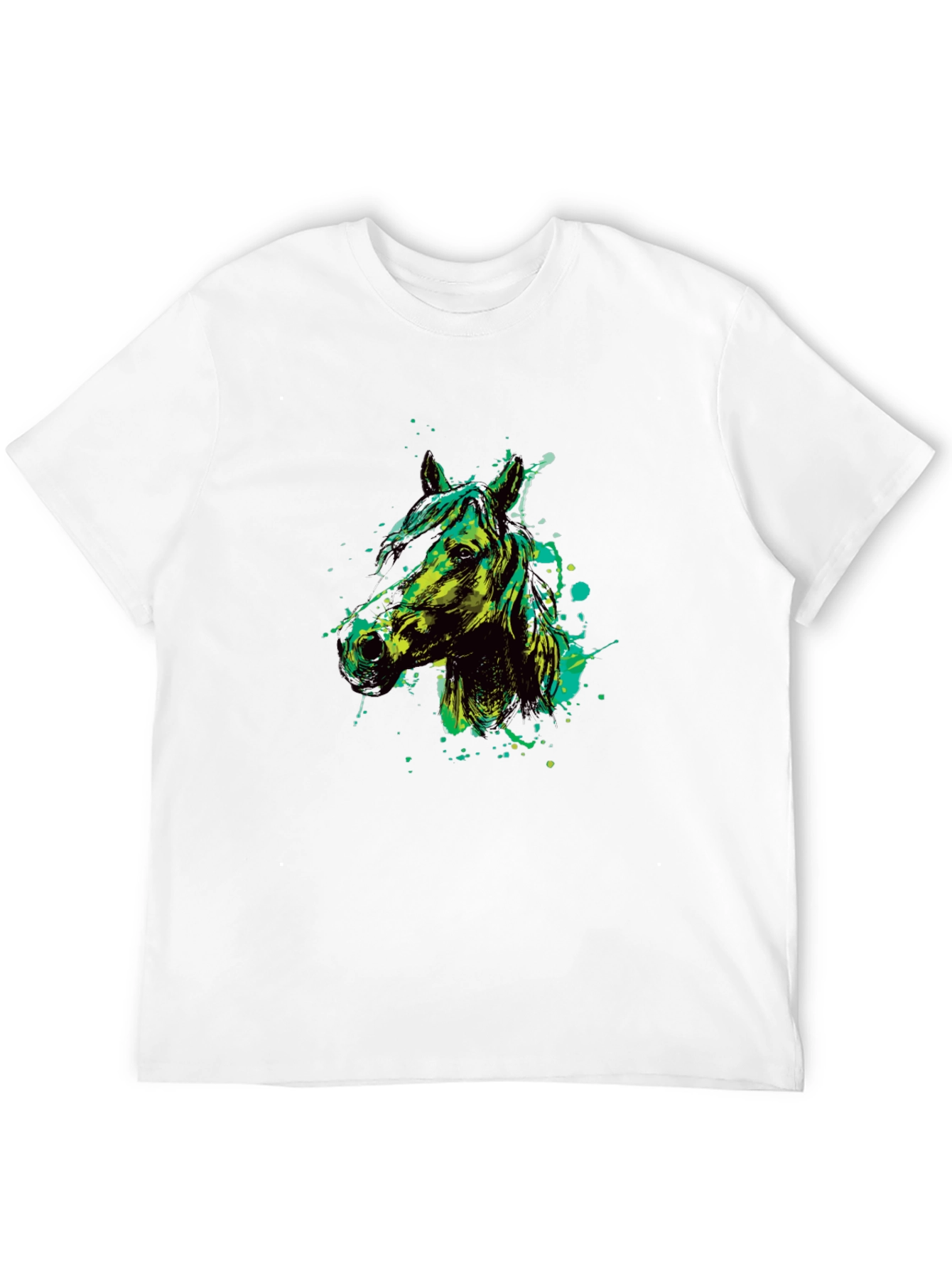Black Horse Graphic Print Crew Neck T-Shirt view 12