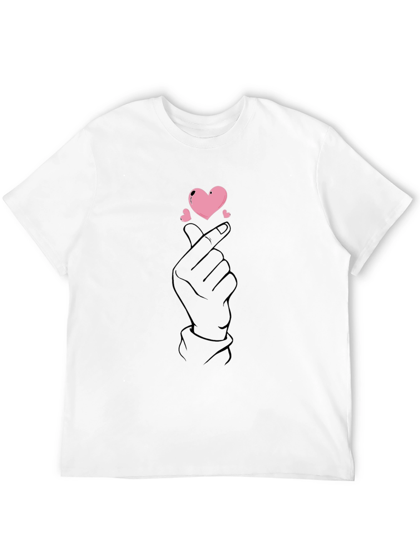 Black Finger Heart Gesture Graphic Tee - Love Sign T-Shirt view 12